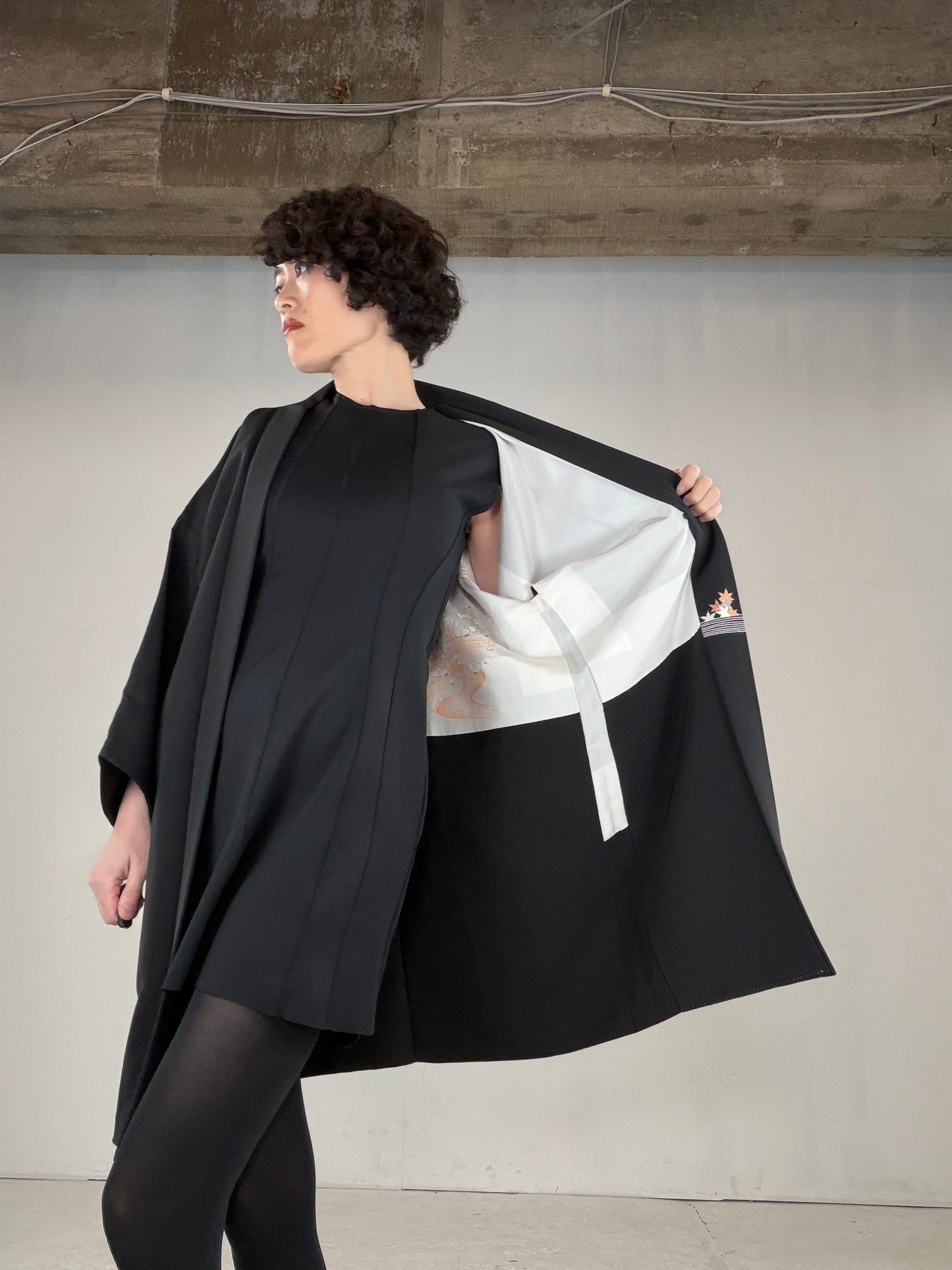 VINTAGE BLACK HAORI  "BLK165"