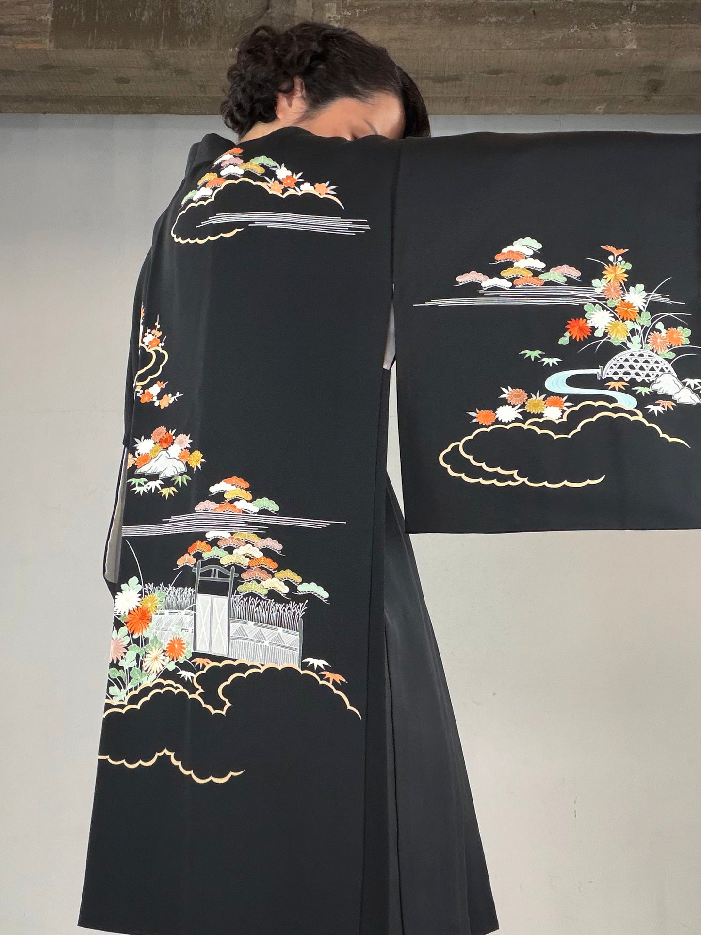 VINTAGE BLACK HAORI  "BLK165"