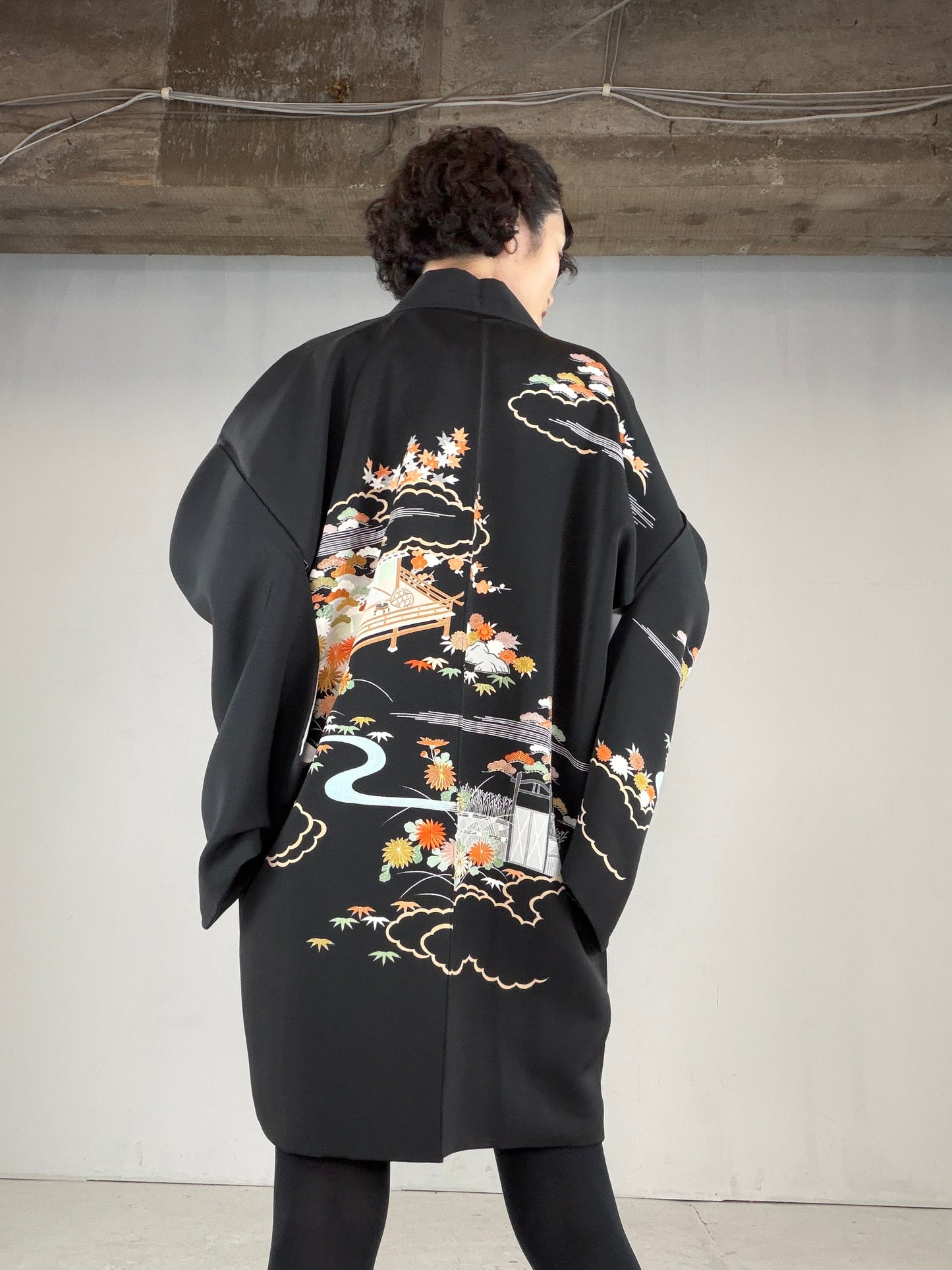 VINTAGE BLACK HAORI  "BLK165"