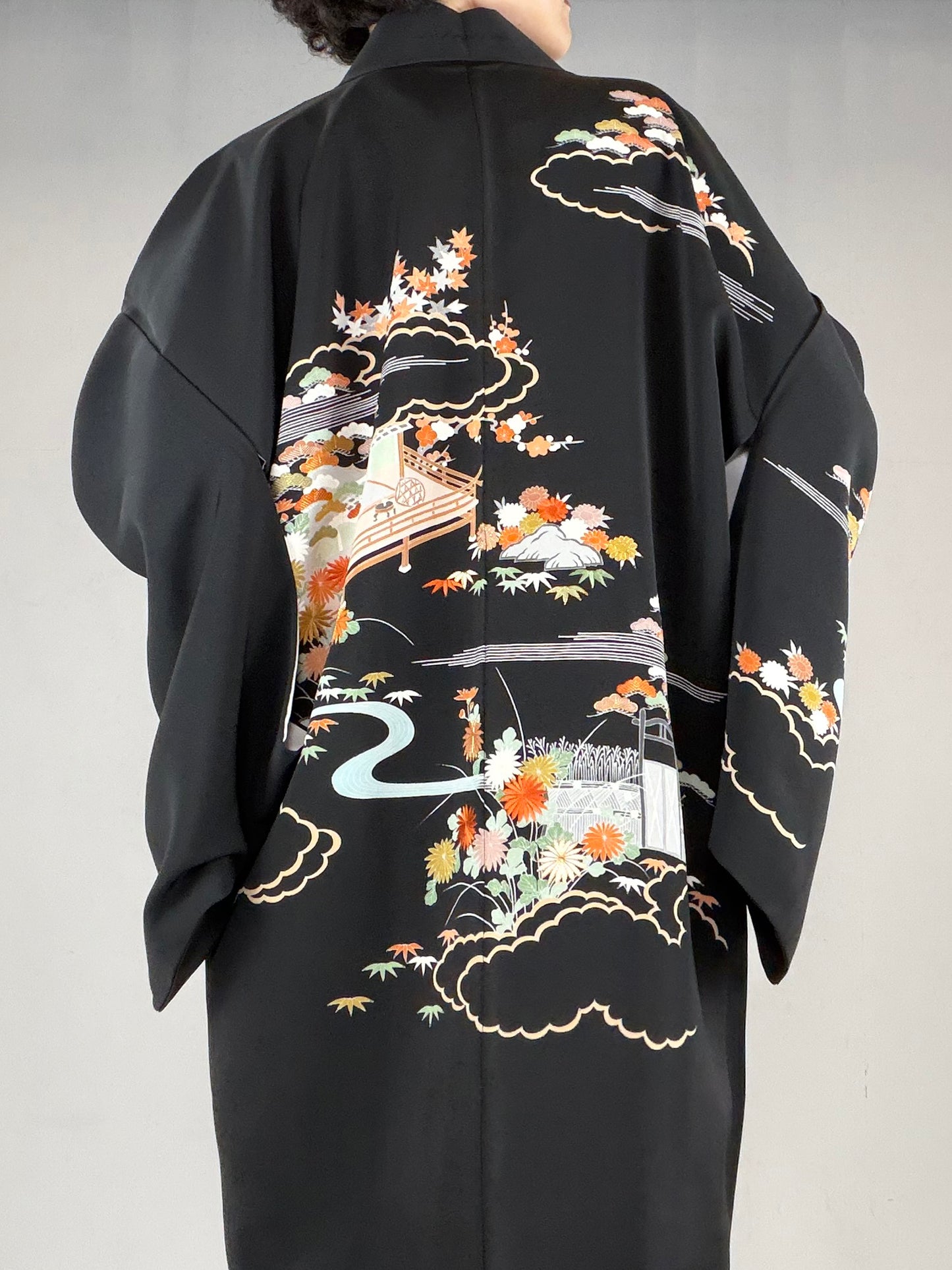 VINTAGE BLACK HAORI  "BLK165"