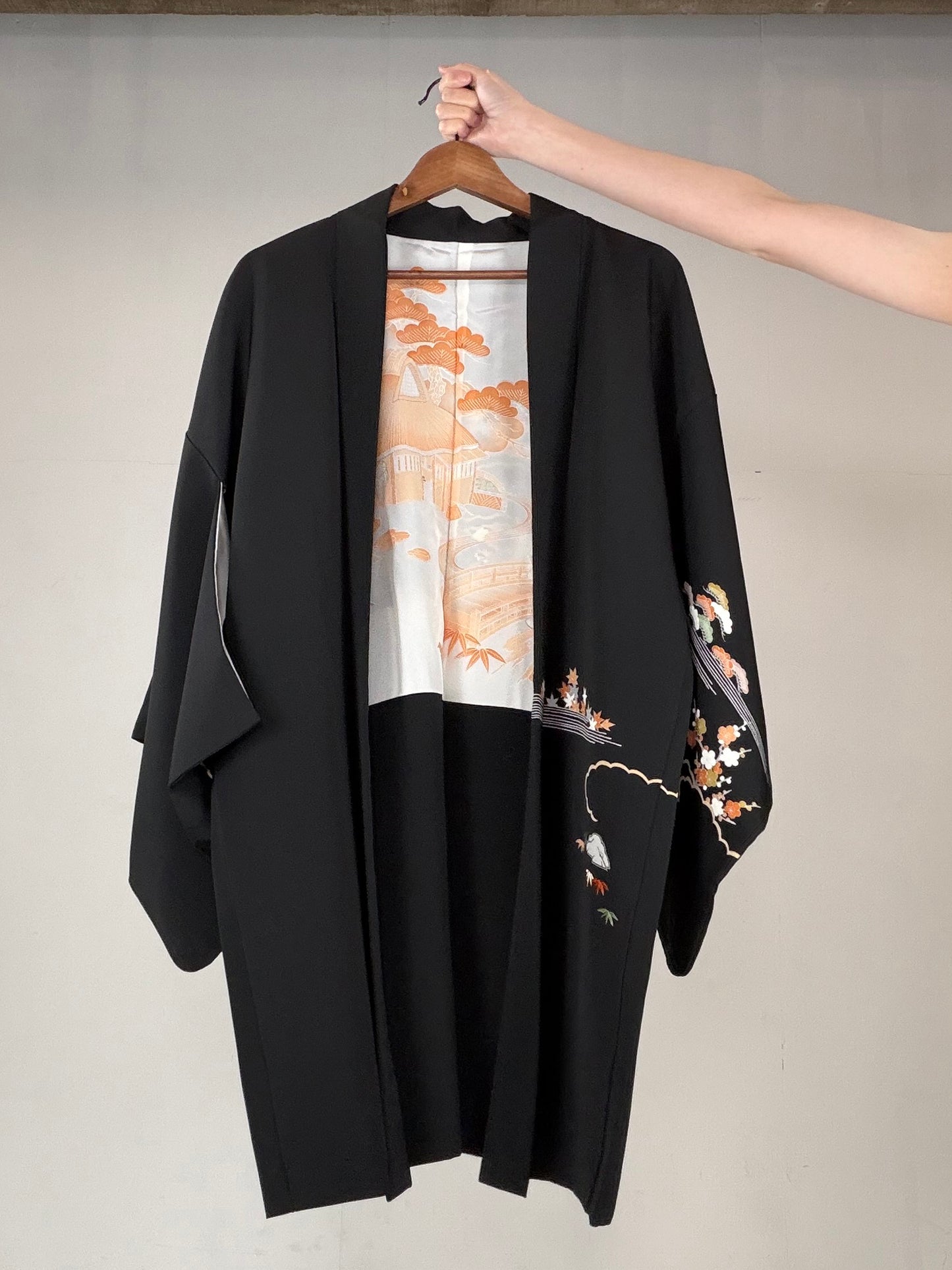 VINTAGE BLACK HAORI  "BLK165"
