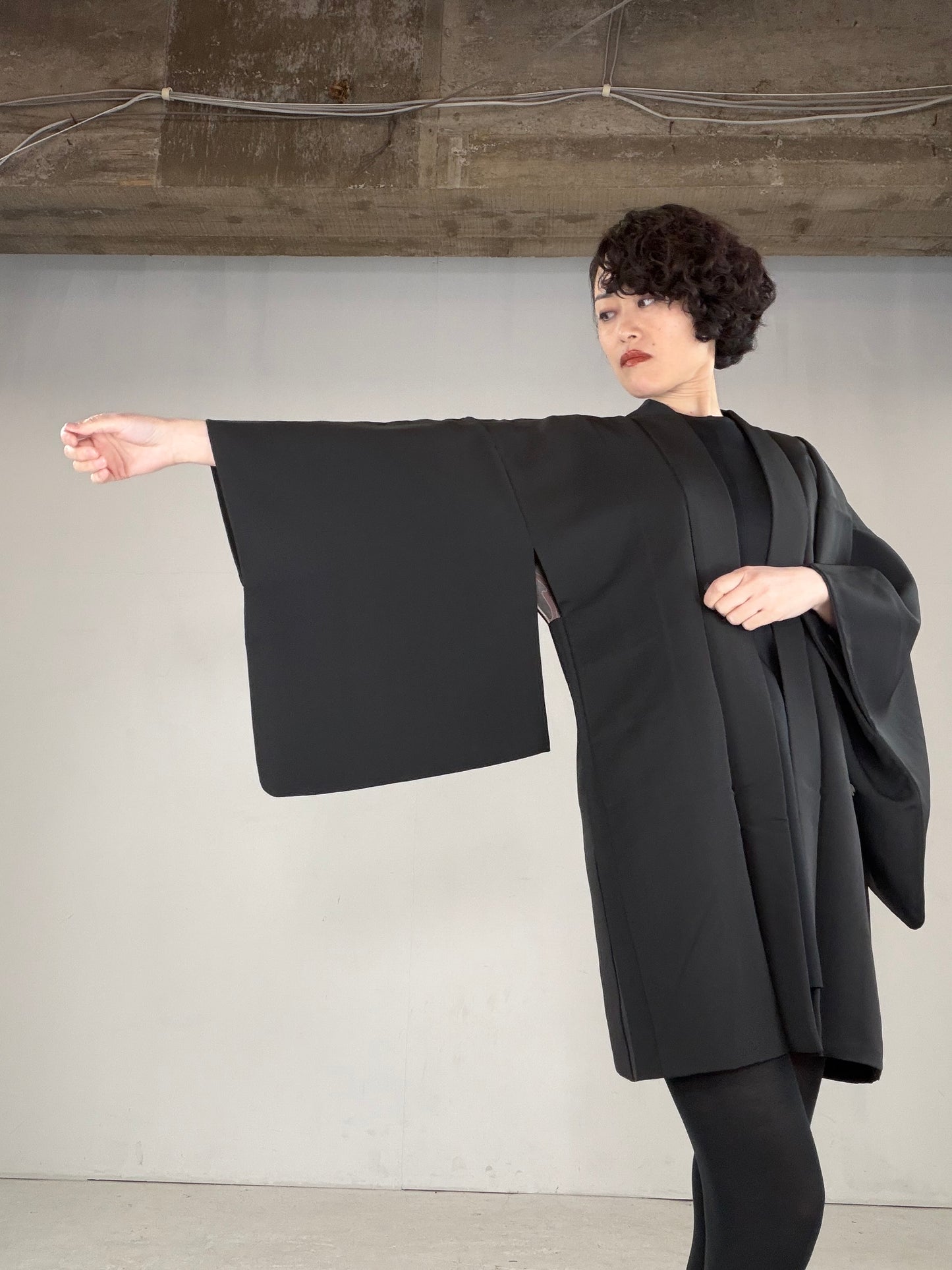 VINTAGE BLACK HAORI  "BLK170" *damage