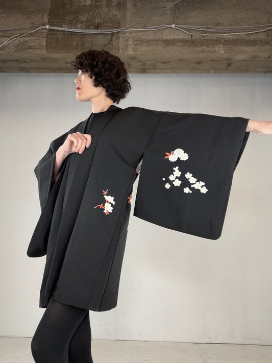VINTAGE BLACK HAORI  "BLK170" *damage