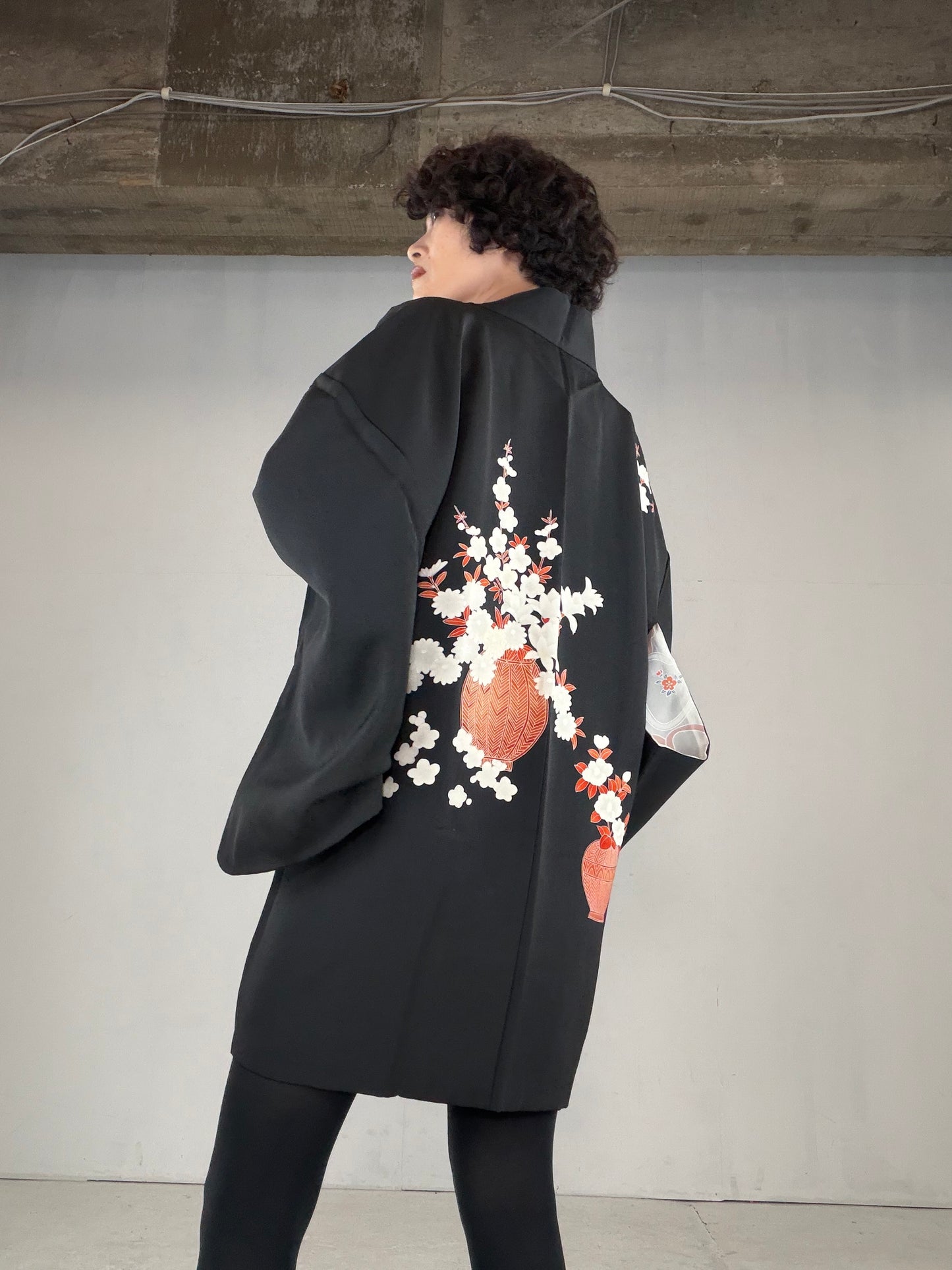 VINTAGE BLACK HAORI  "BLK170" *damage