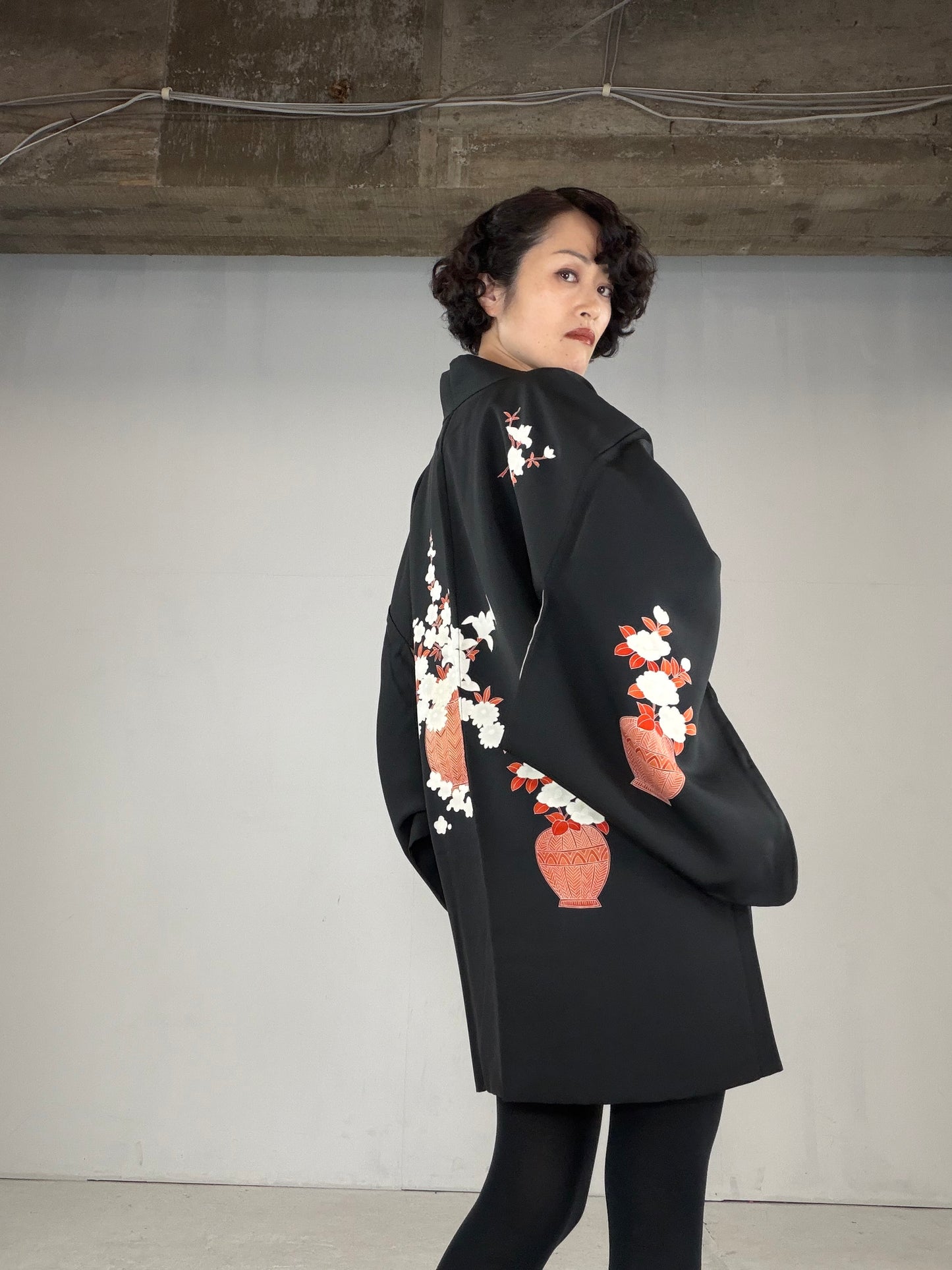 VINTAGE BLACK HAORI  "BLK170" *damage
