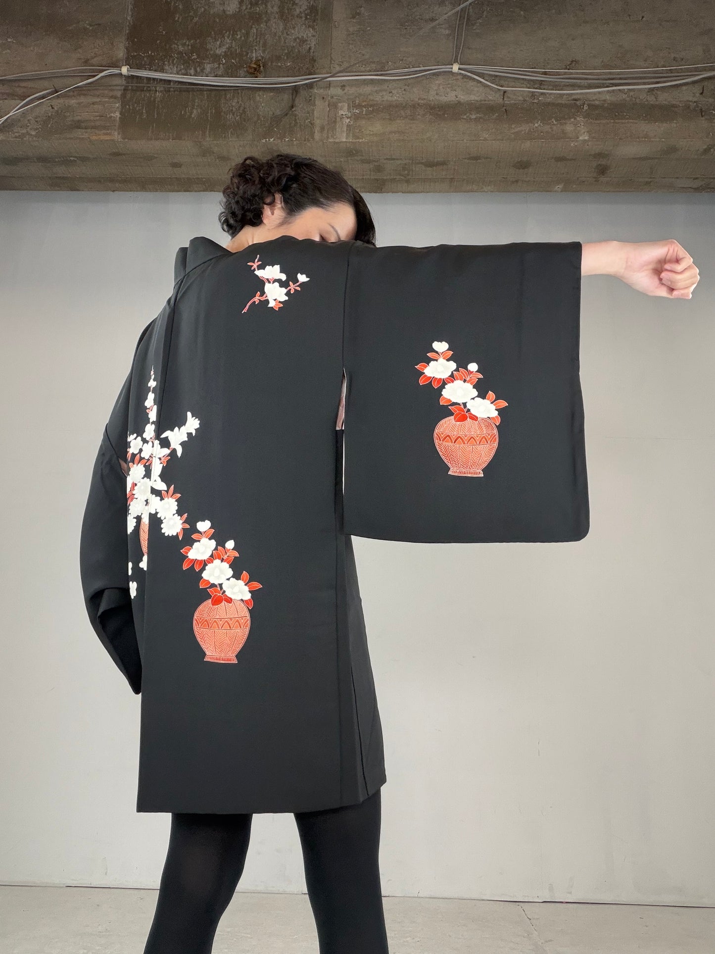 VINTAGE BLACK HAORI  "BLK170" *damage