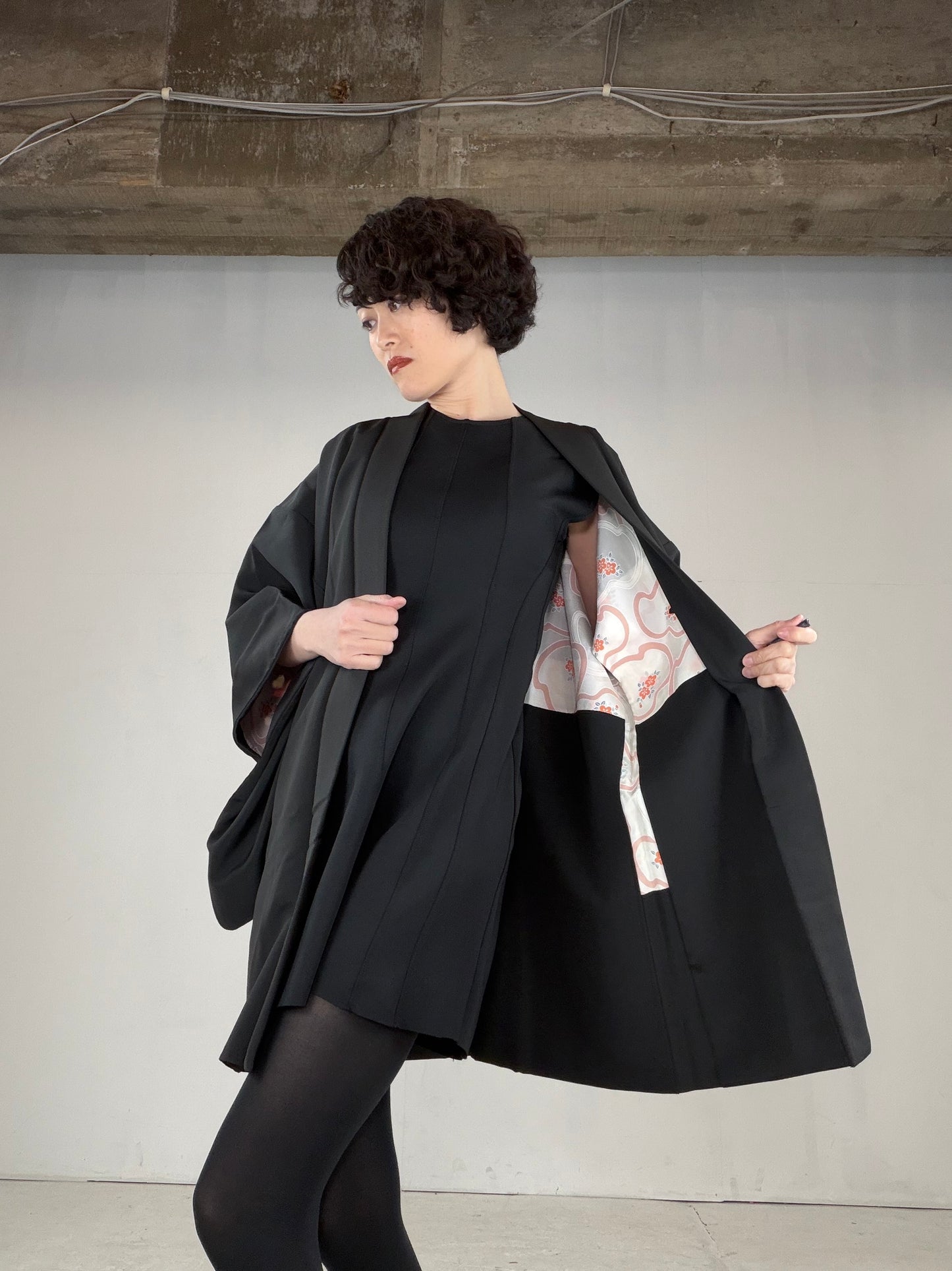 VINTAGE BLACK HAORI  "BLK170" *damage