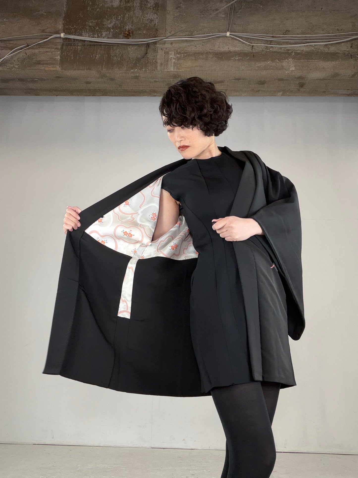 VINTAGE BLACK HAORI  "BLK170" *damage