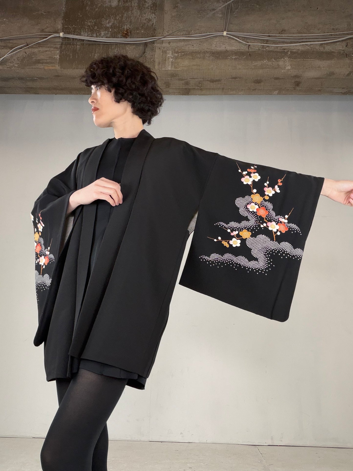 VINTAGE BLACK HAORI  "BLK168"