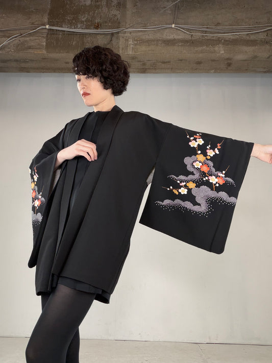 VINTAGE BLACK HAORI  "BLK168"