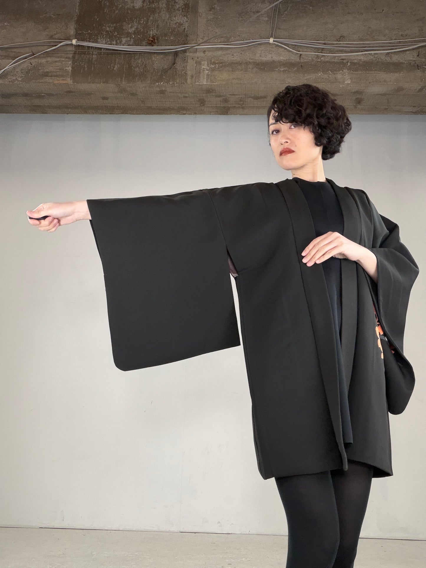 VINTAGE BLACK HAORI  "BLK166"