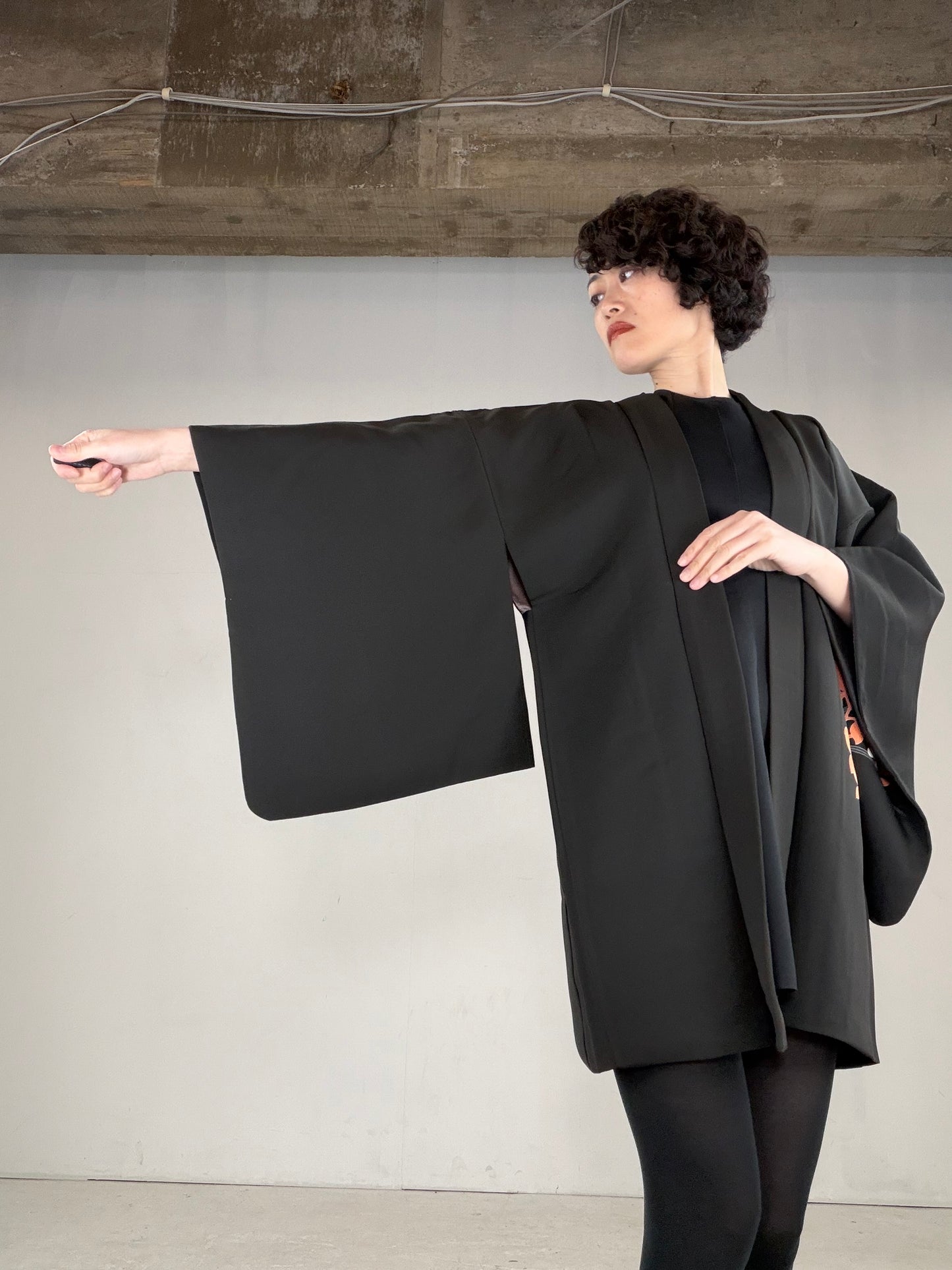 VINTAGE BLACK HAORI  "BLK166"