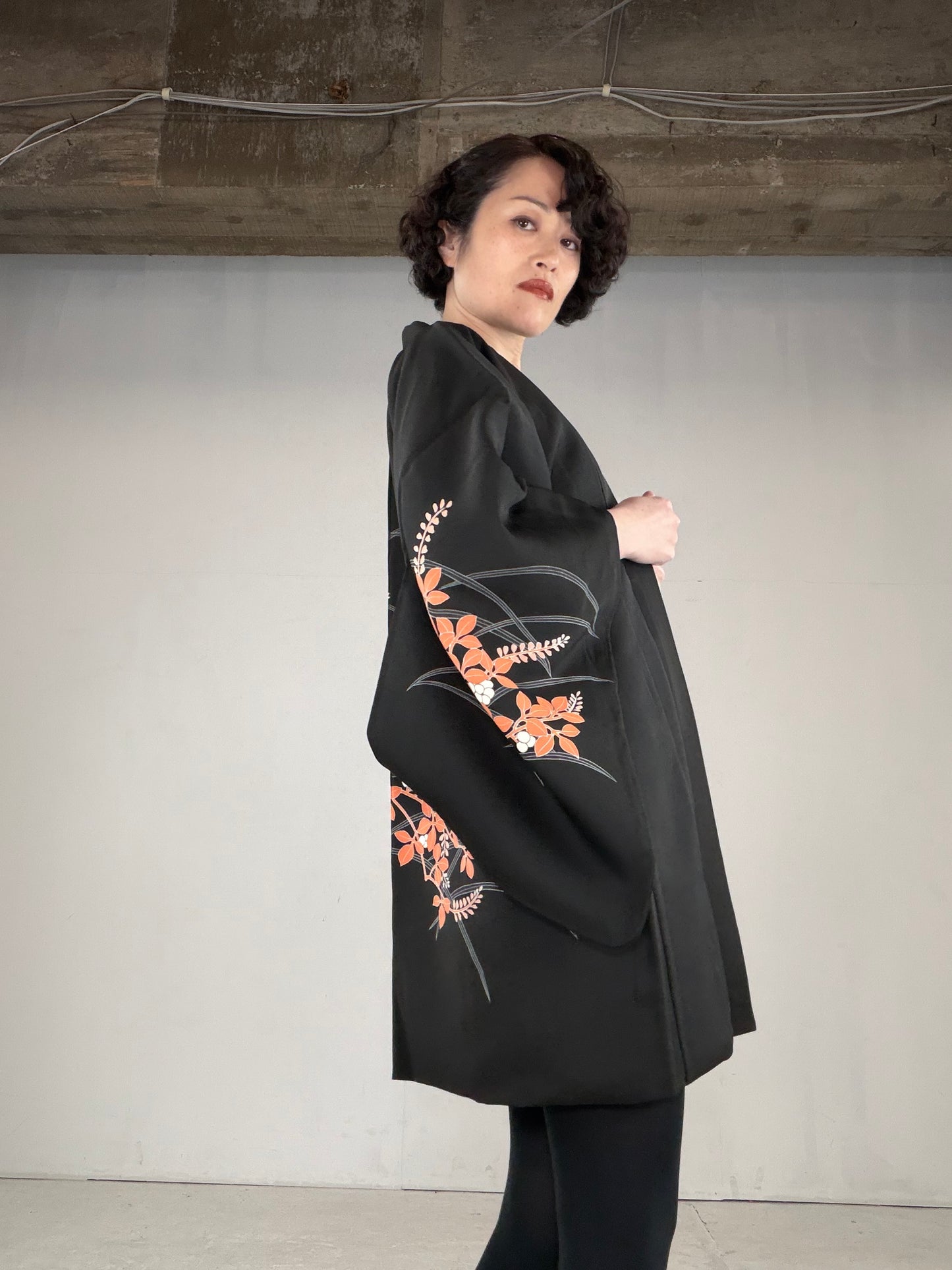 VINTAGE BLACK HAORI  "BLK166"