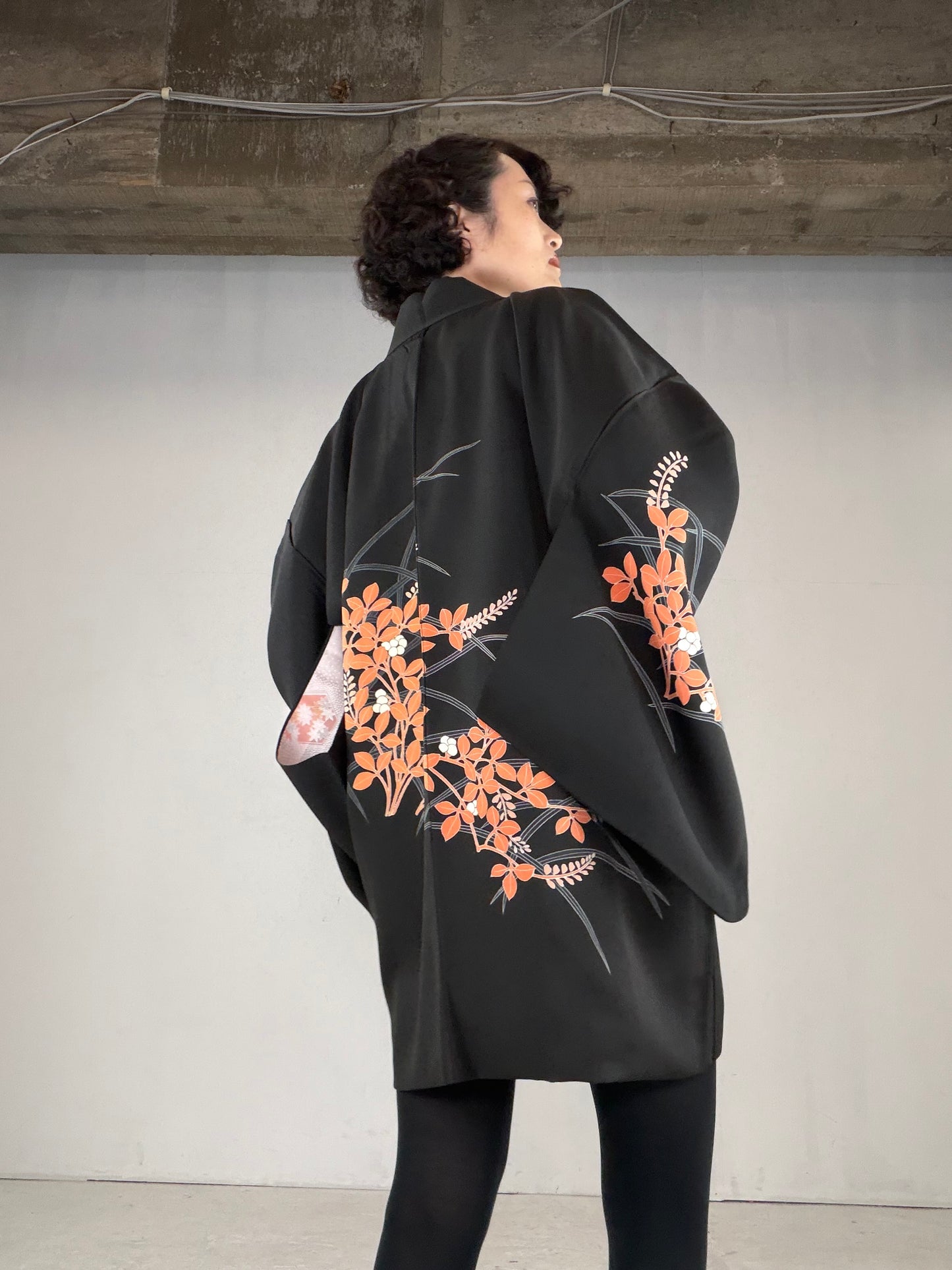 VINTAGE BLACK HAORI  "BLK166"
