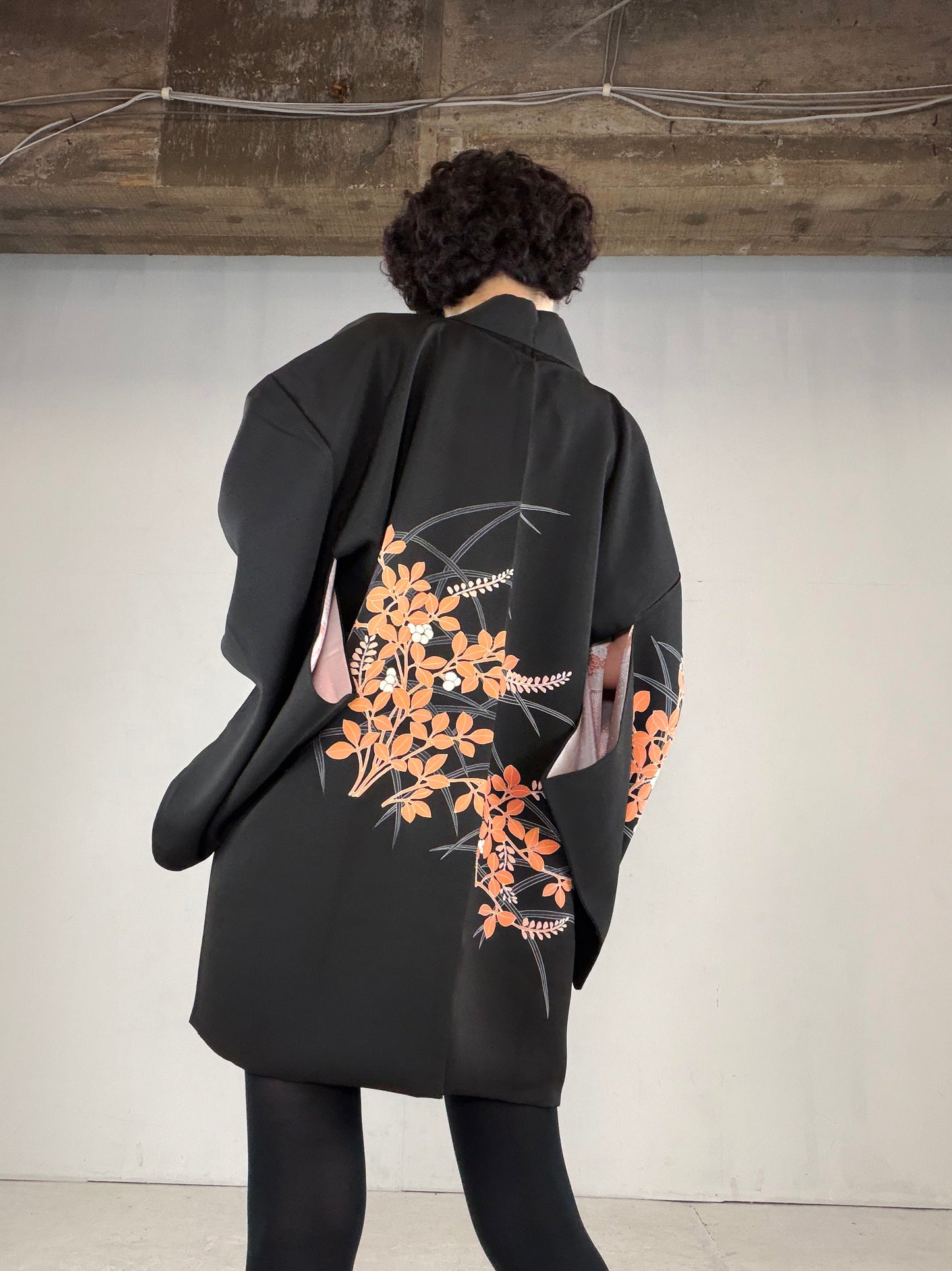VINTAGE BLACK HAORI  "BLK166"