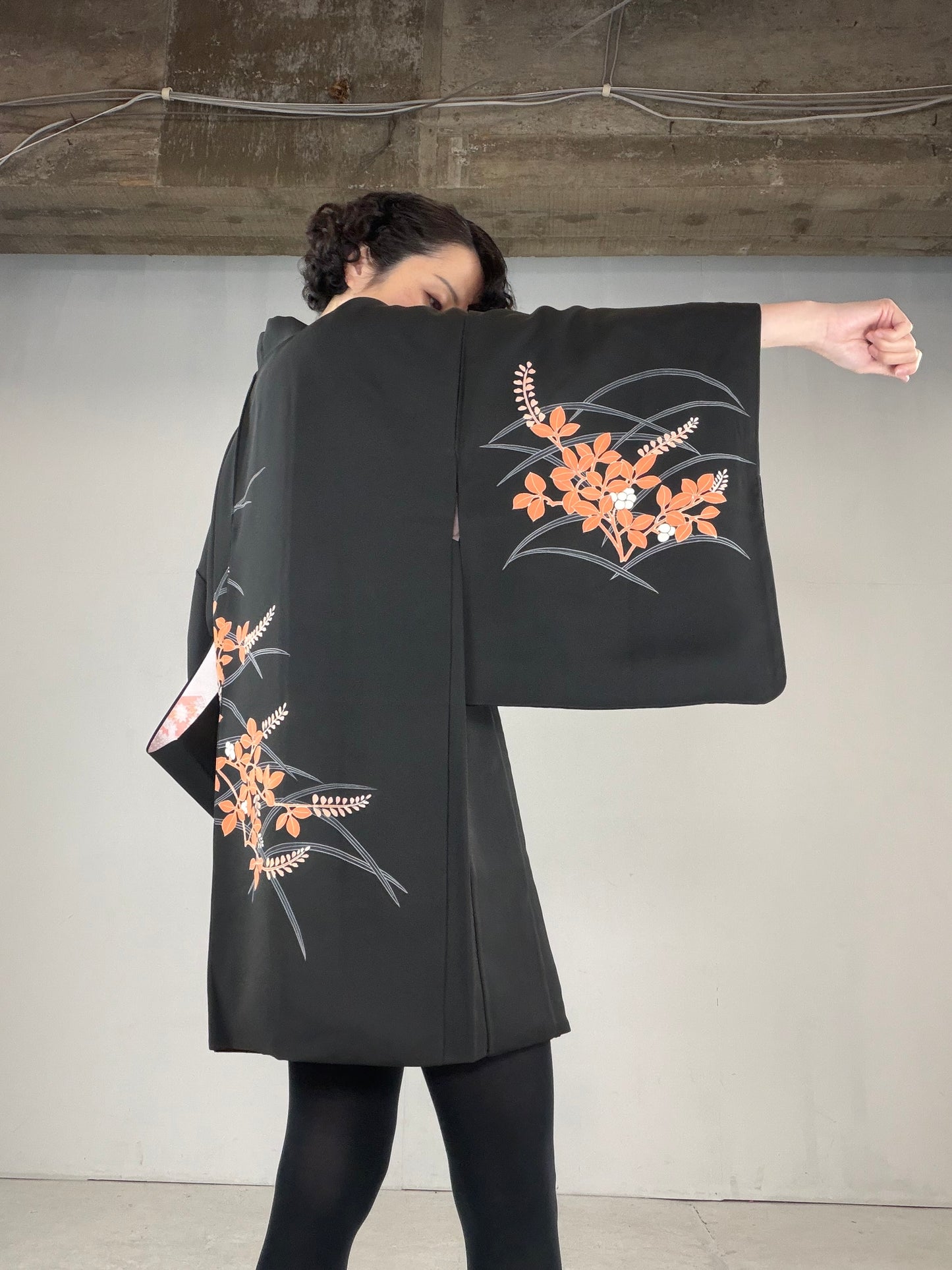 VINTAGE BLACK HAORI  "BLK166"