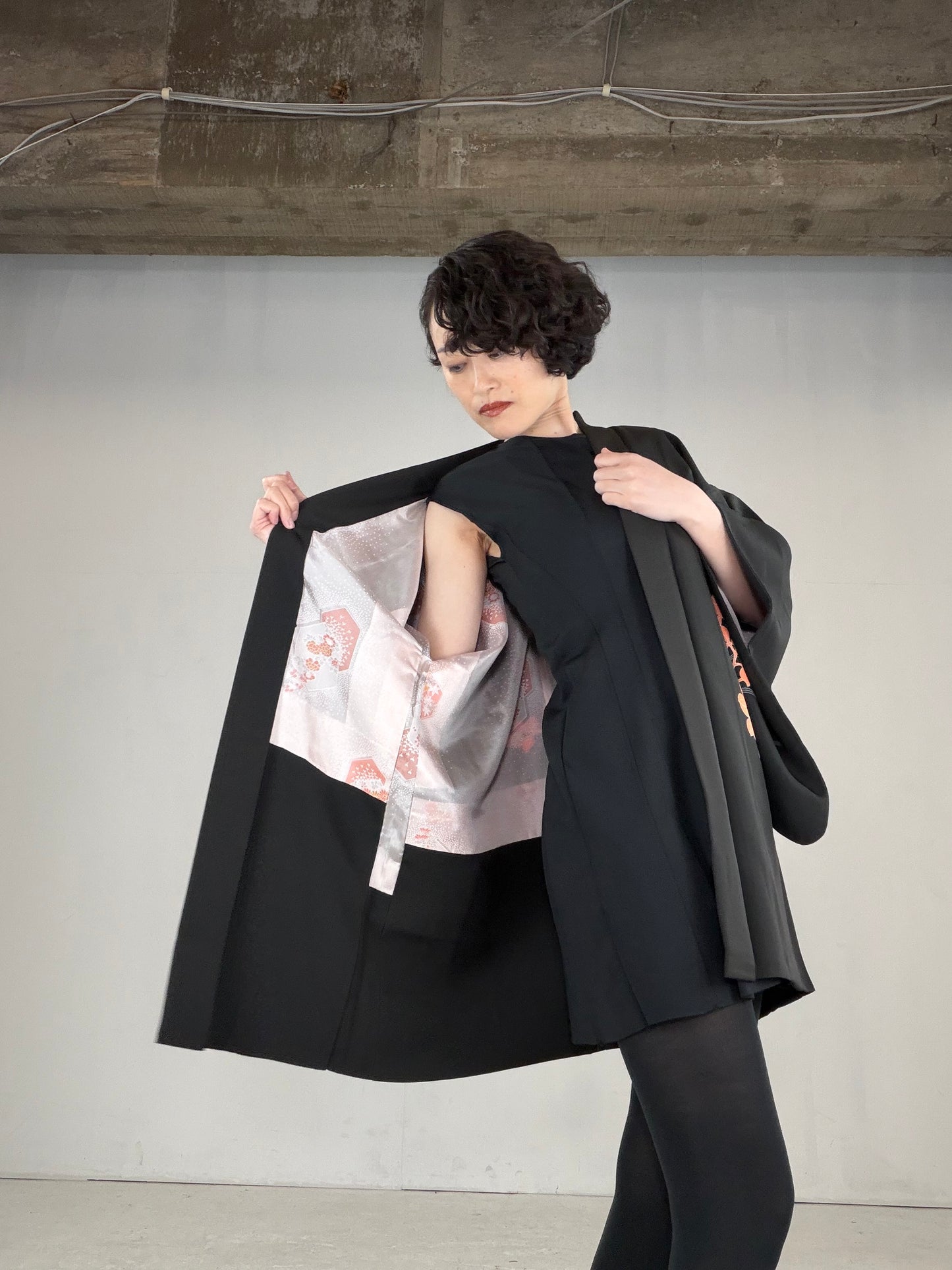 VINTAGE BLACK HAORI  "BLK166"