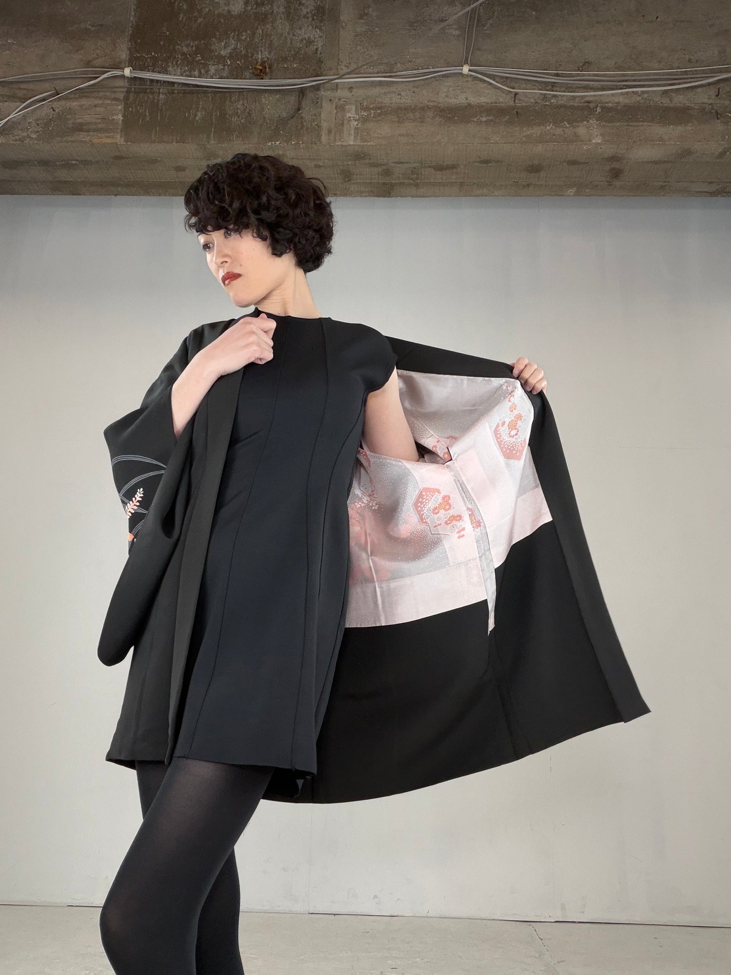 VINTAGE BLACK HAORI  "BLK166"