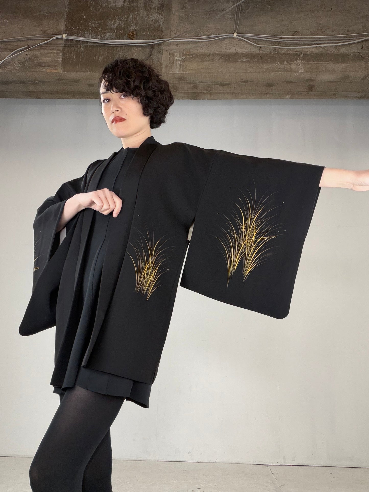 VINTAGE BLACK HAORI  "BLK167"