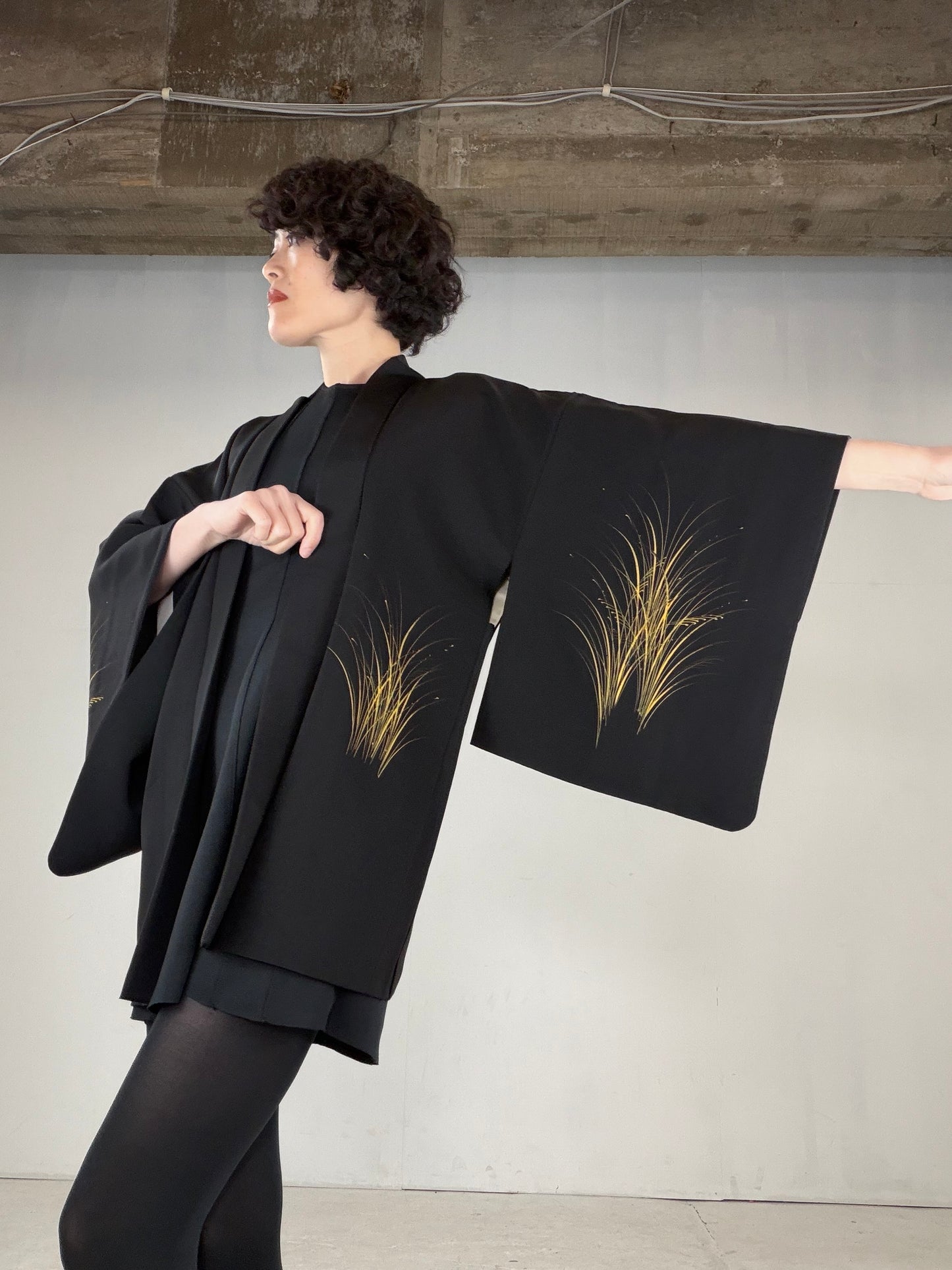 VINTAGE BLACK HAORI  "BLK167"