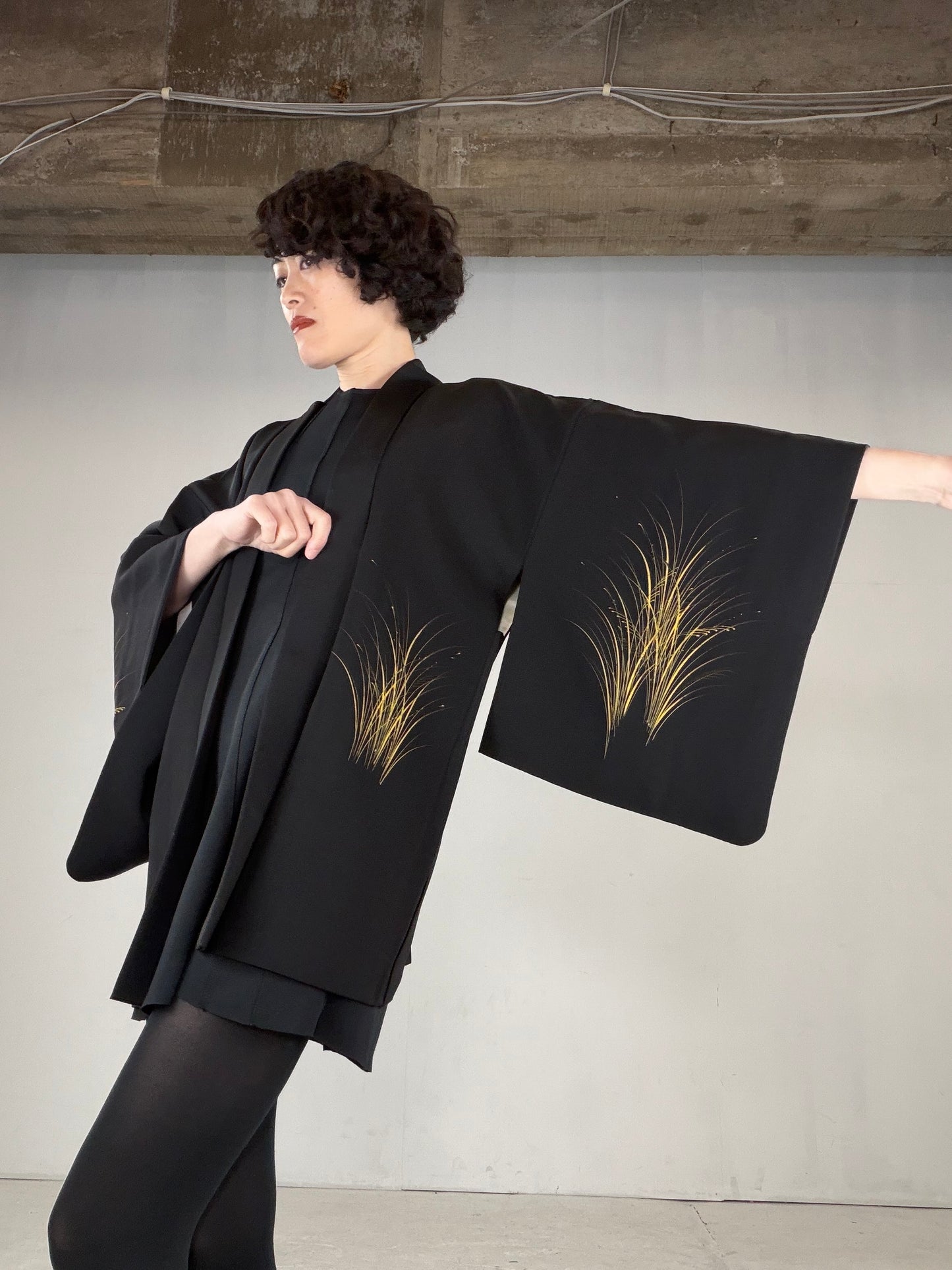 VINTAGE BLACK HAORI  "BLK167"