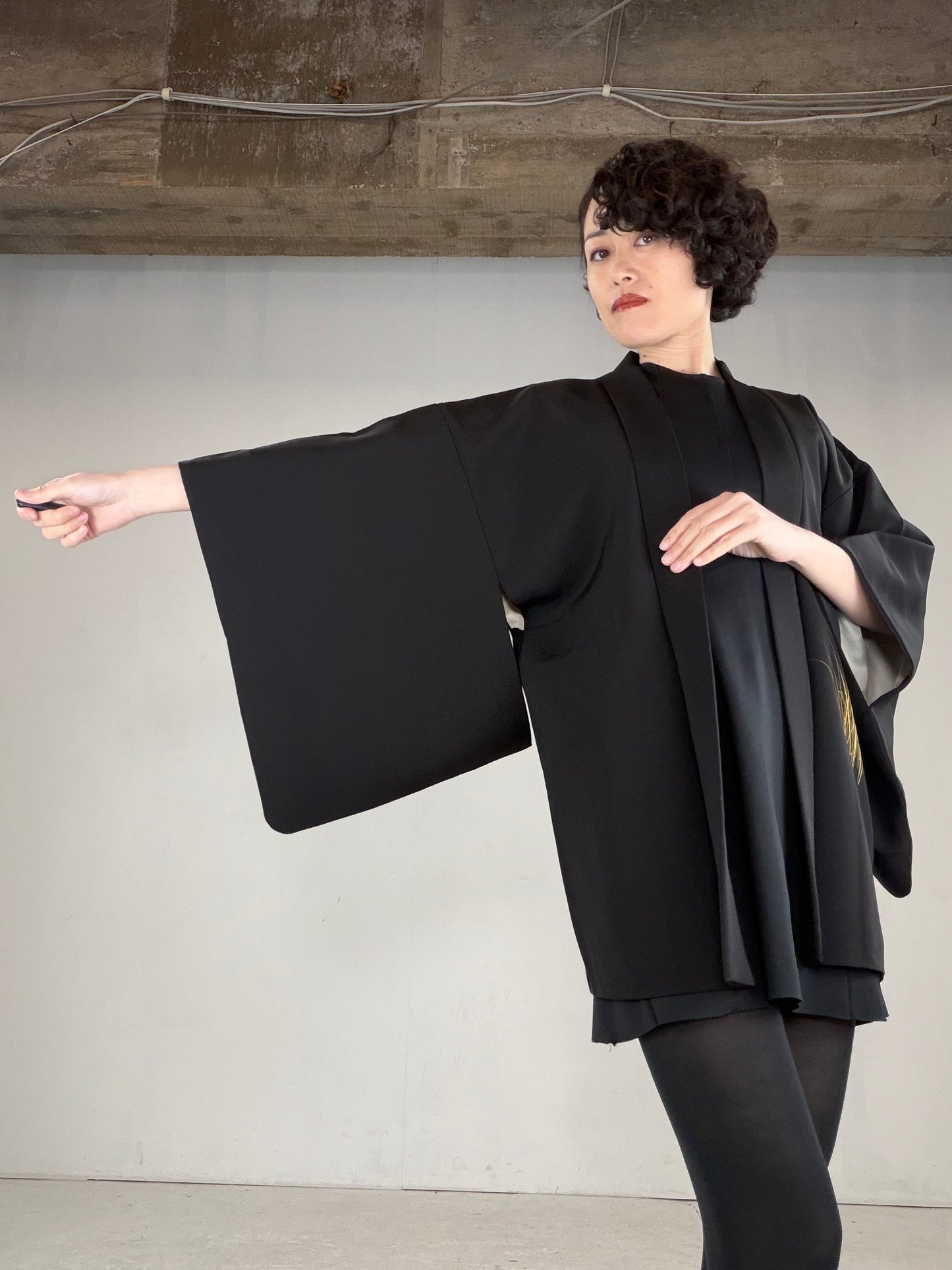 VINTAGE BLACK HAORI  "BLK167"
