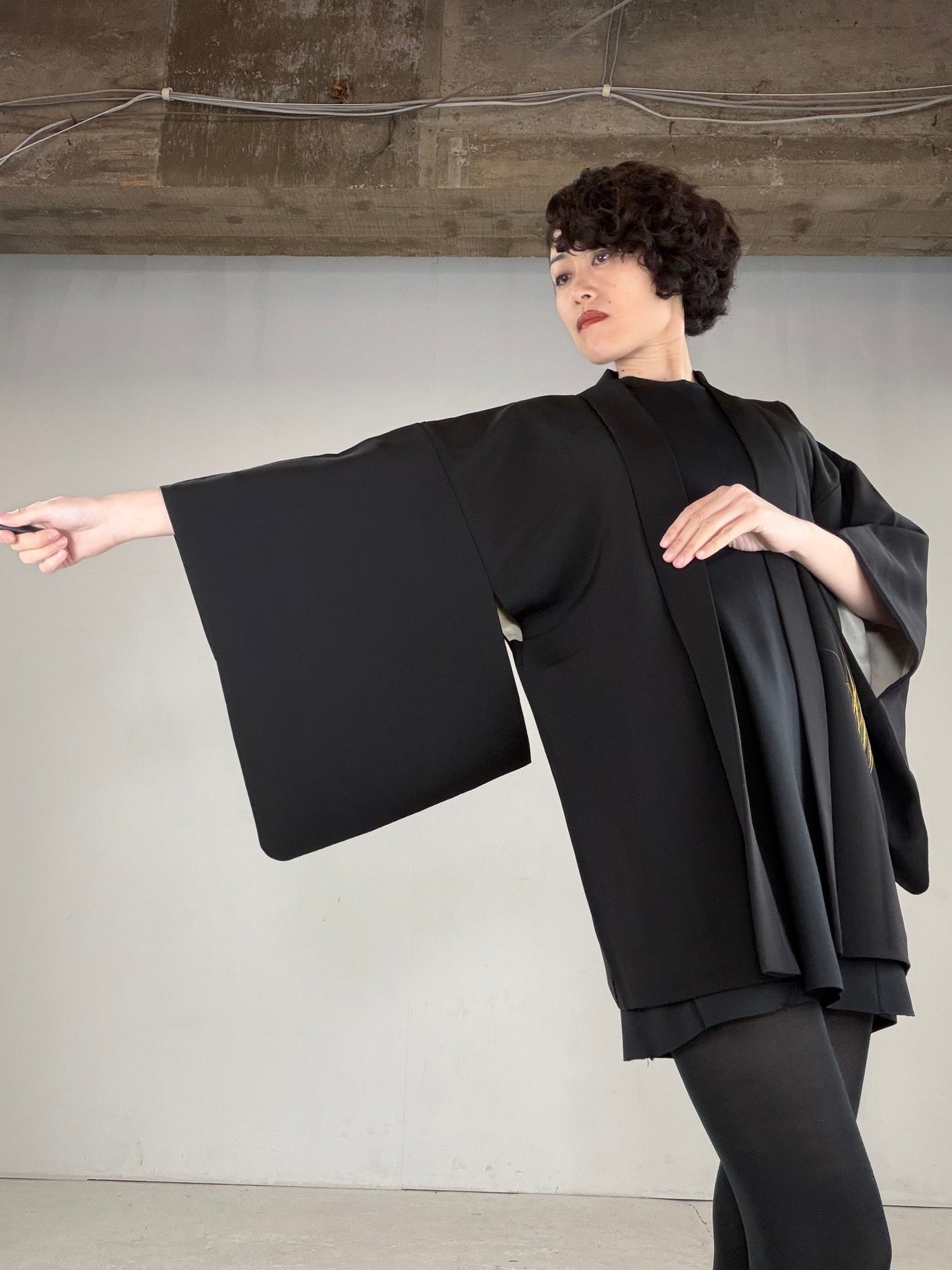 VINTAGE BLACK HAORI  "BLK167"