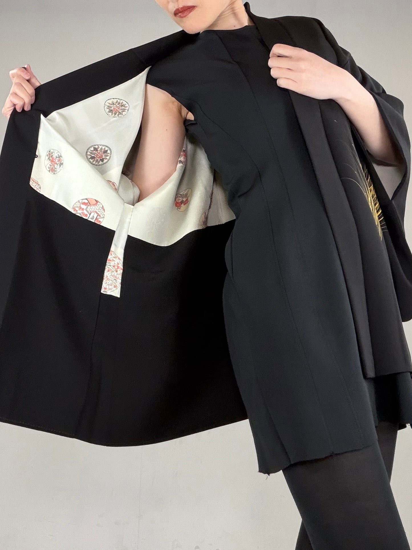 VINTAGE BLACK HAORI  "BLK167"