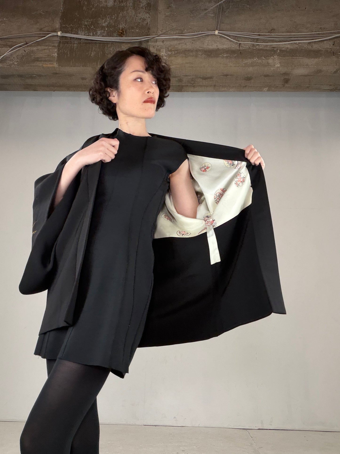 VINTAGE BLACK HAORI  "BLK167"