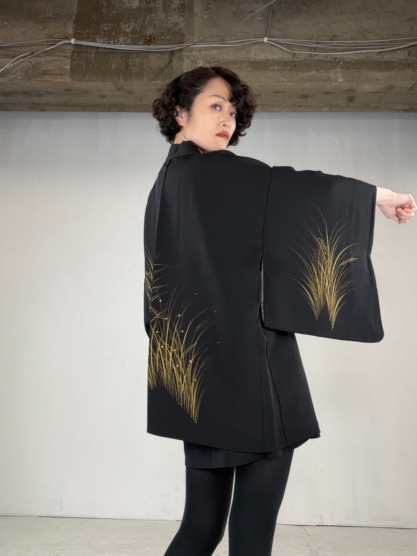 VINTAGE BLACK HAORI  "BLK167"