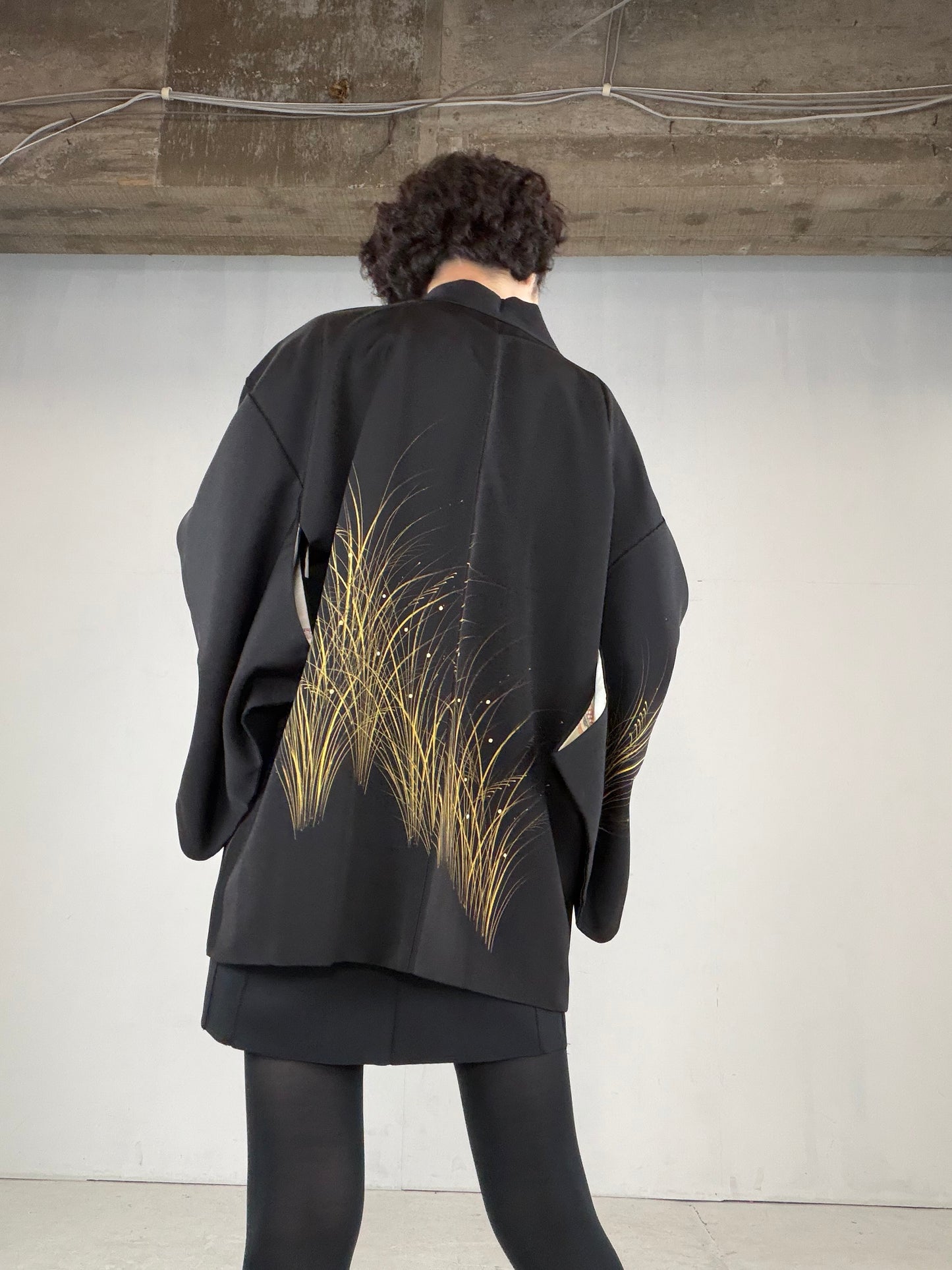 VINTAGE BLACK HAORI  "BLK167"