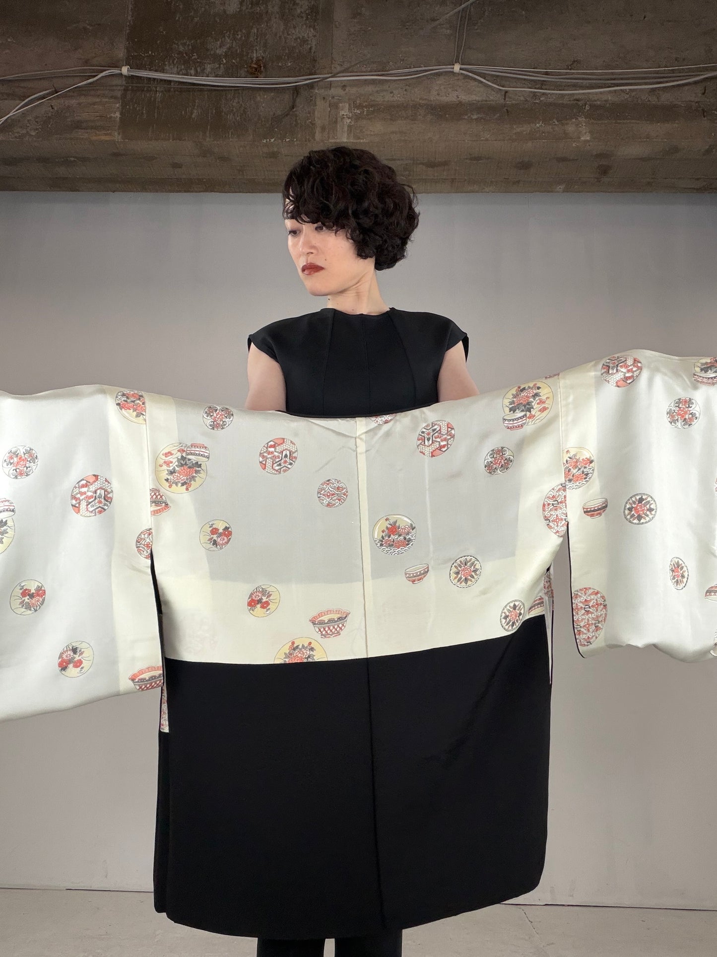 VINTAGE BLACK HAORI  "BLK167"
