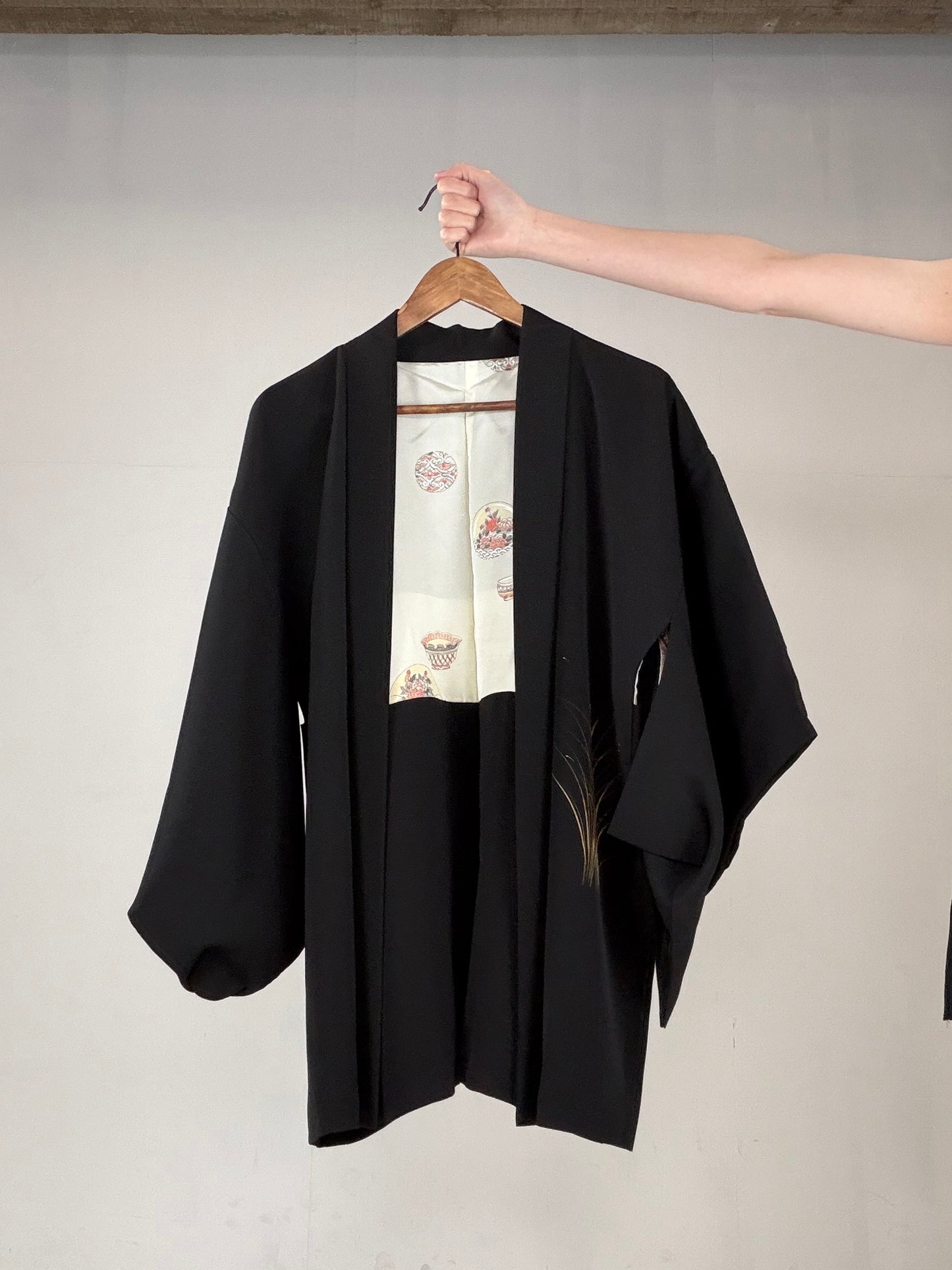 VINTAGE BLACK HAORI  "BLK167"