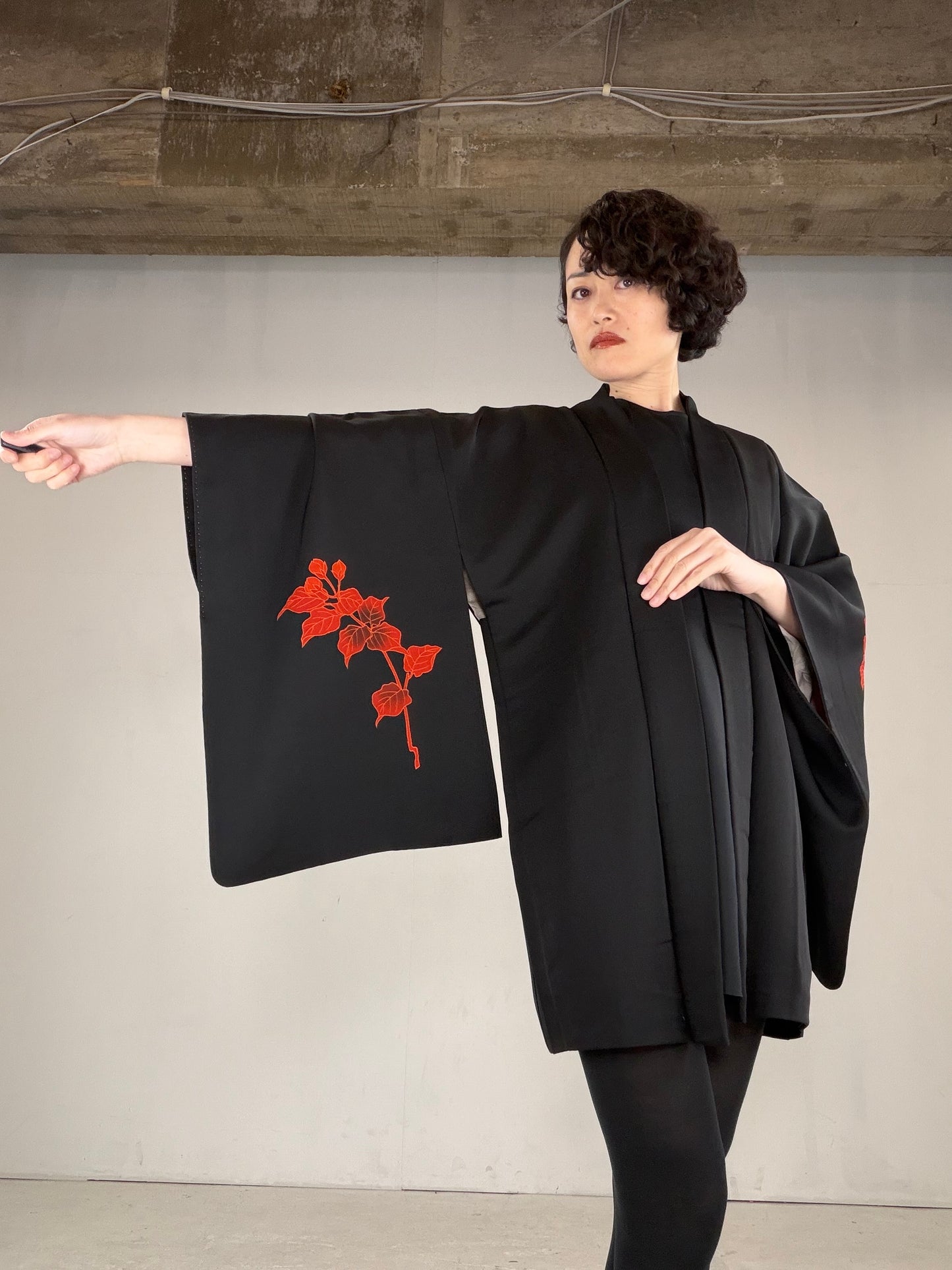 VINTAGE BLACK HAORI  "BLK169"