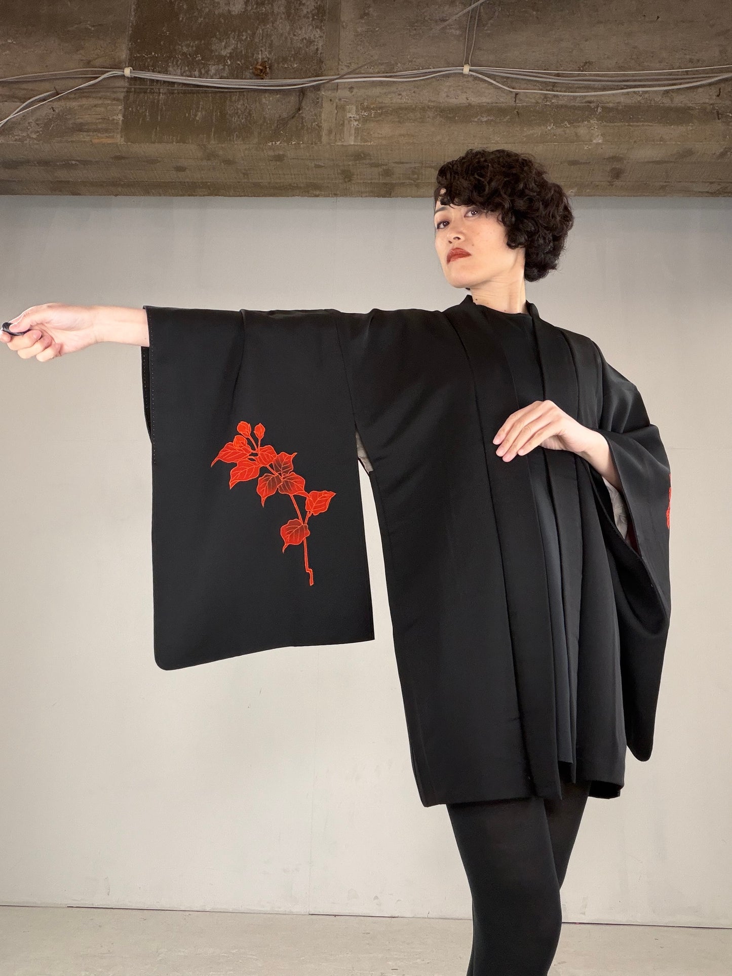VINTAGE BLACK HAORI  "BLK169"