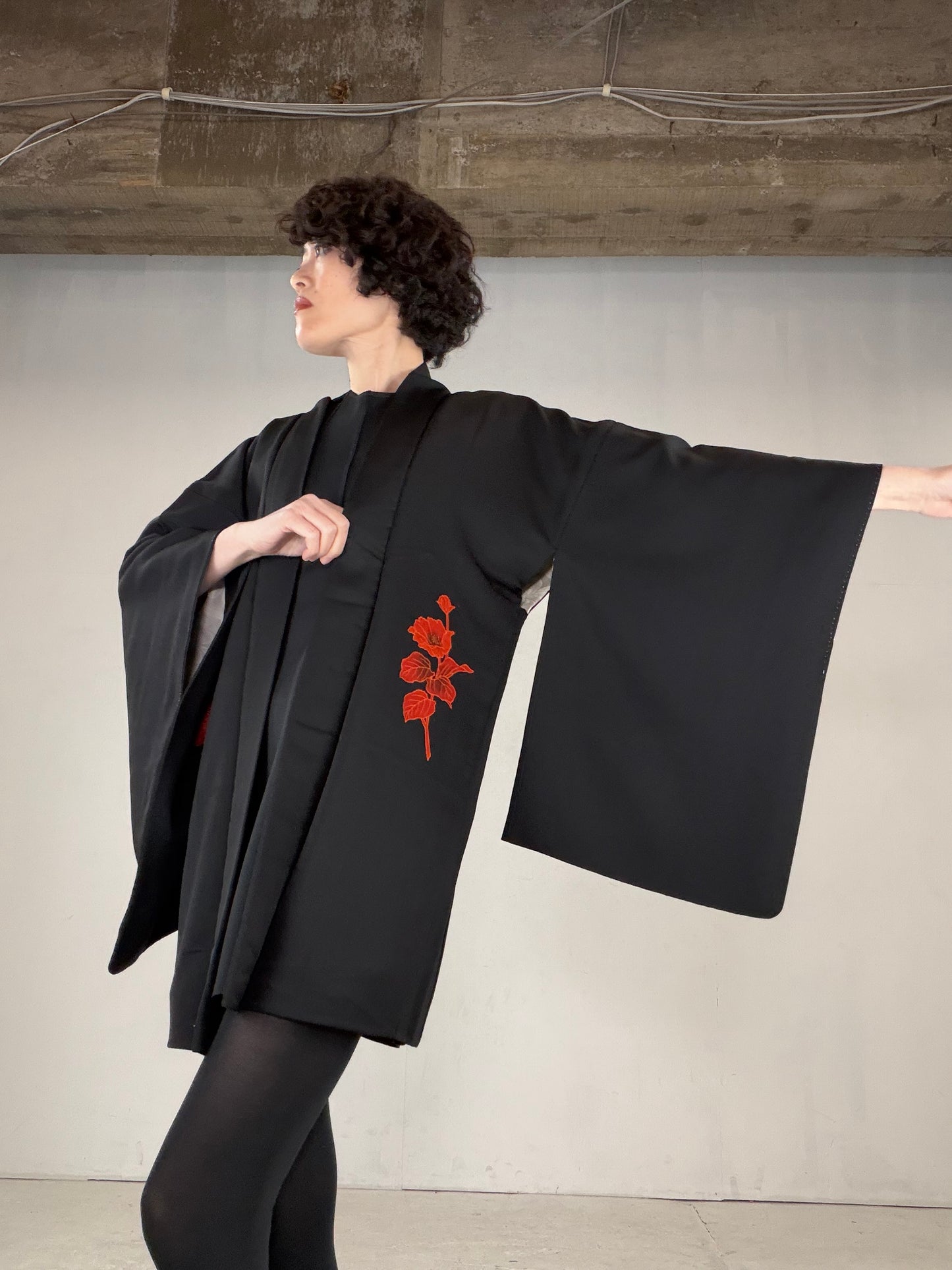 VINTAGE BLACK HAORI  "BLK169"