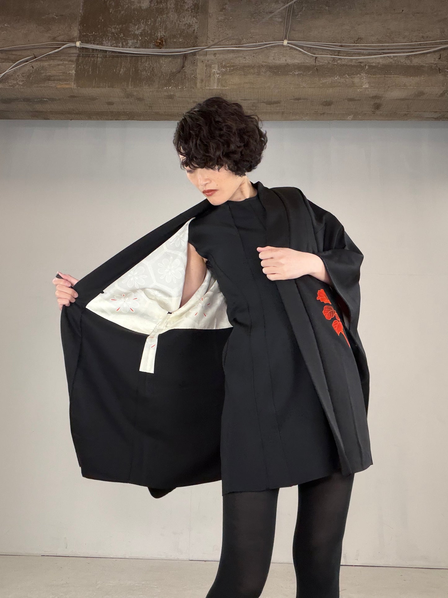 VINTAGE BLACK HAORI  "BLK169"