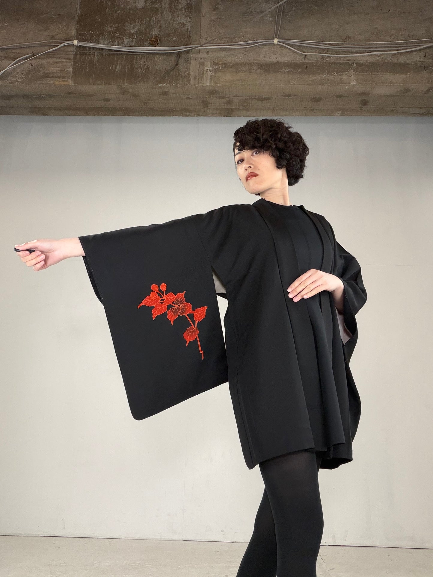 VINTAGE BLACK HAORI  "BLK169"