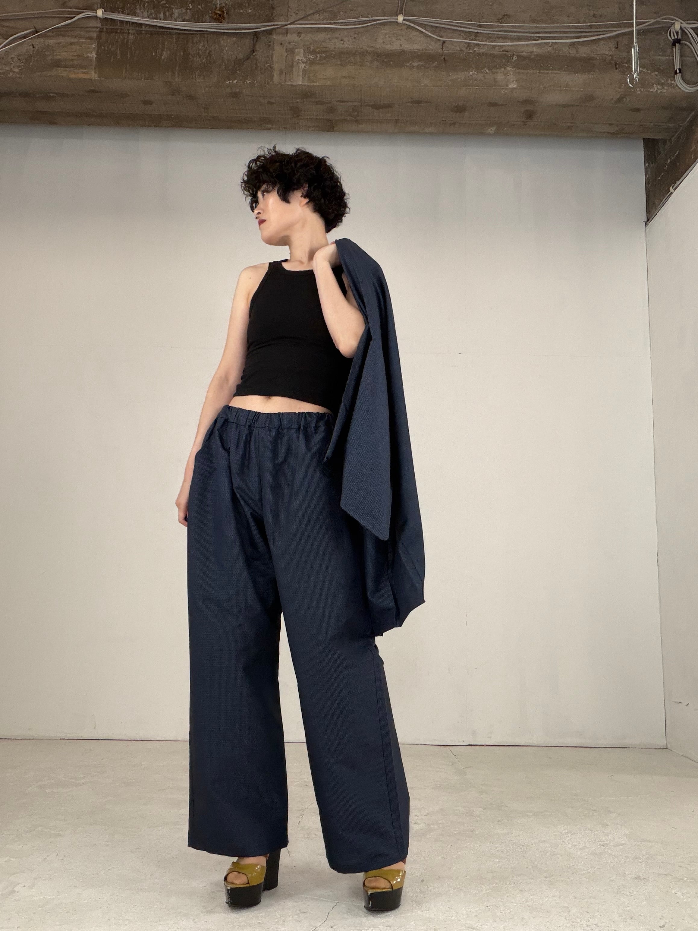 Oshima Tsumugi HAORI and KIMONO elastic waist pants upcycled from