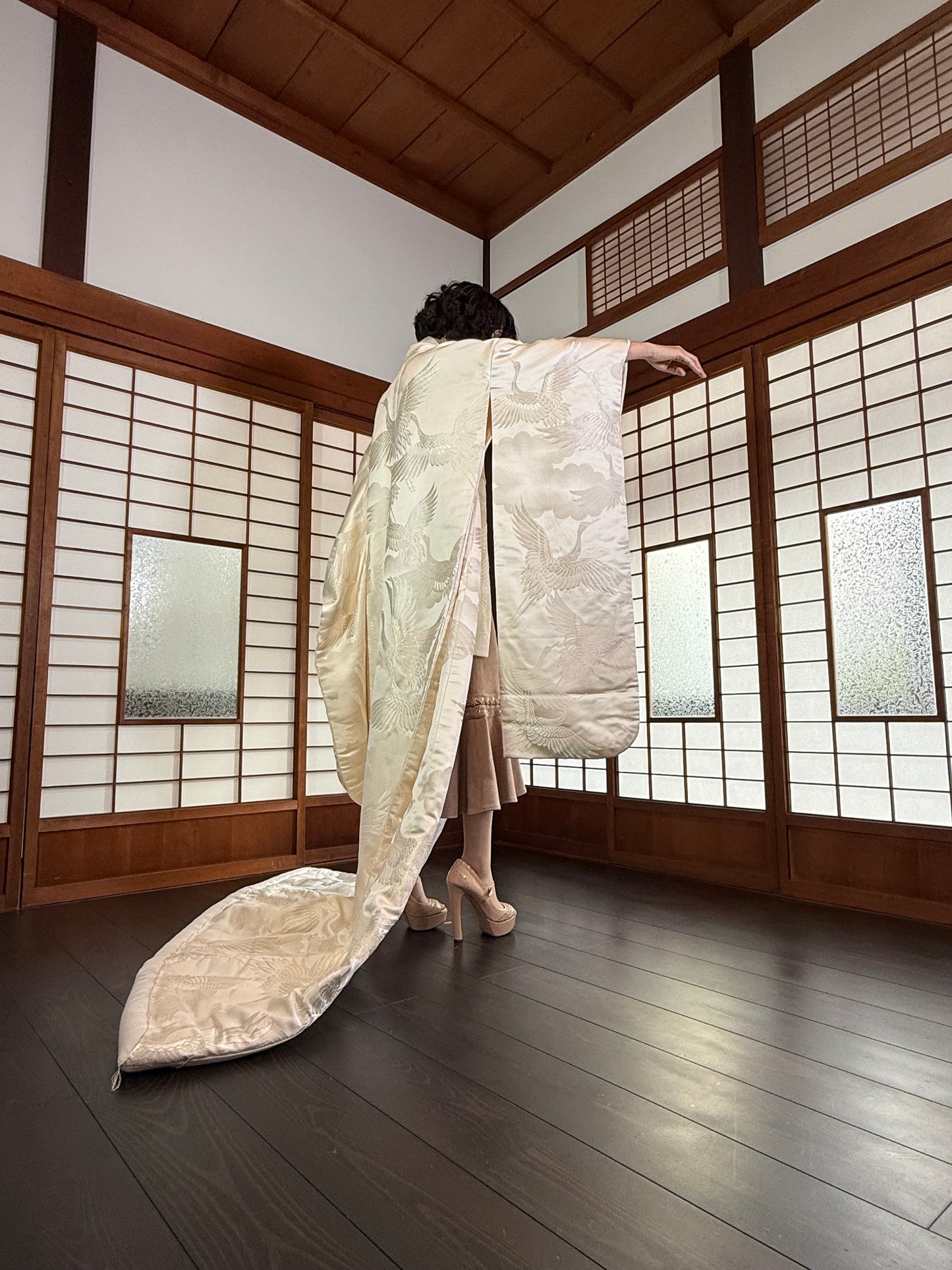 VINTAGE SHIROMUKU "tsuru 002 with glitter"