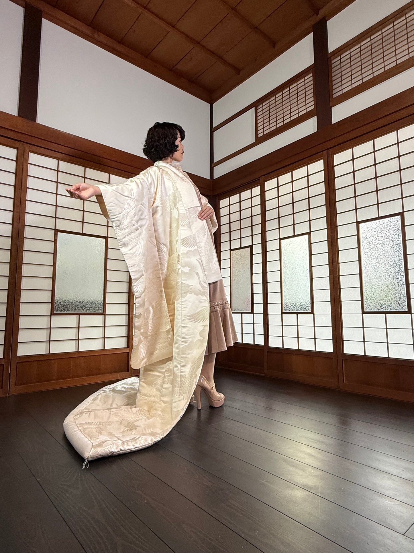 VINTAGE SHIROMUKU "tsuru 002 with glitter"