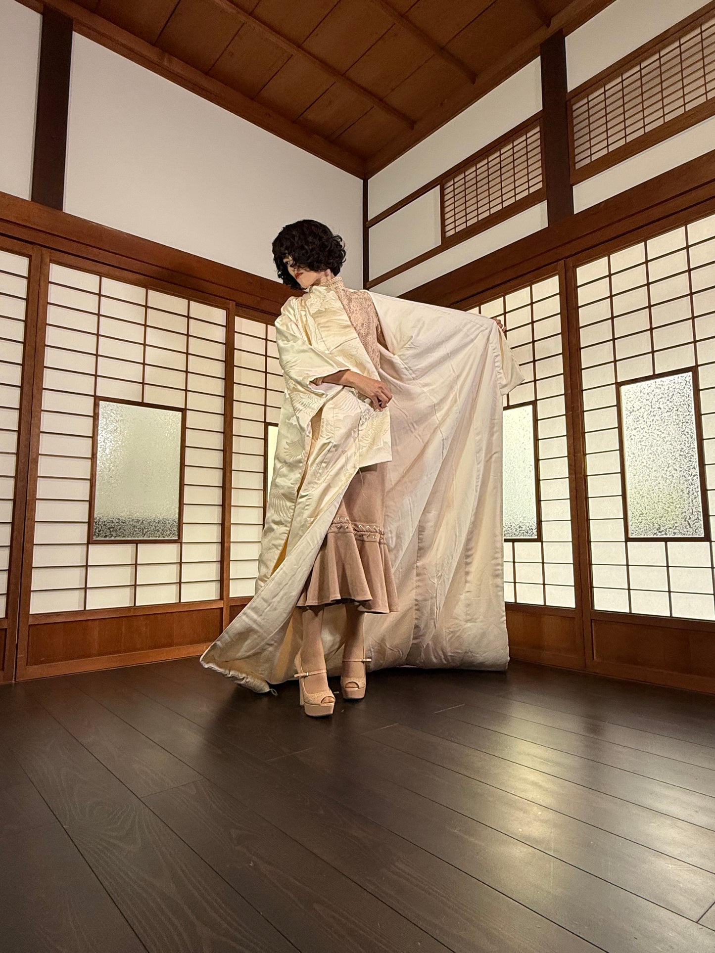 VINTAGE SHIROMUKU "tsuru 002 with glitter"