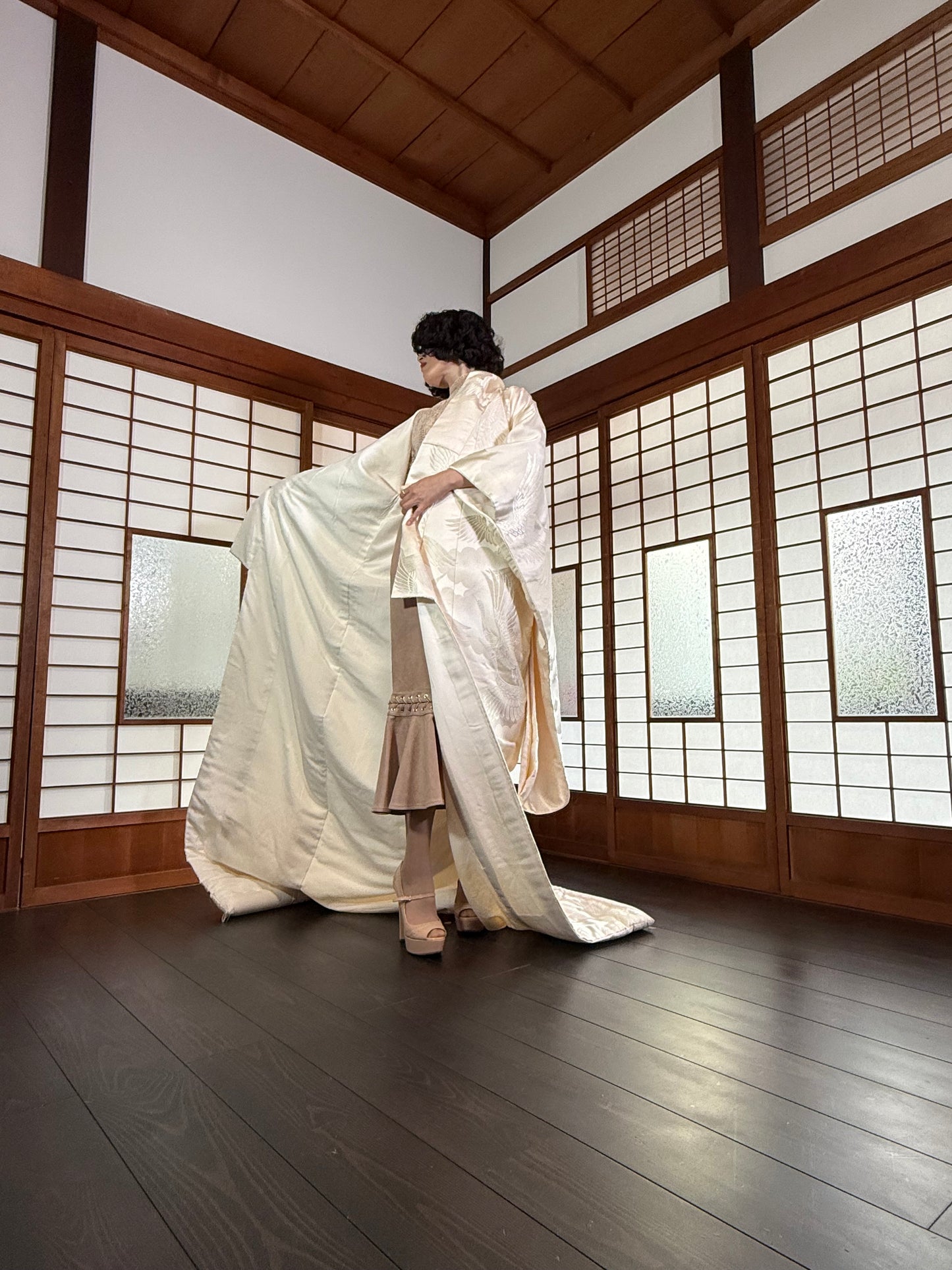 VINTAGE SHIROMUKU "tsuru 002 with glitter"