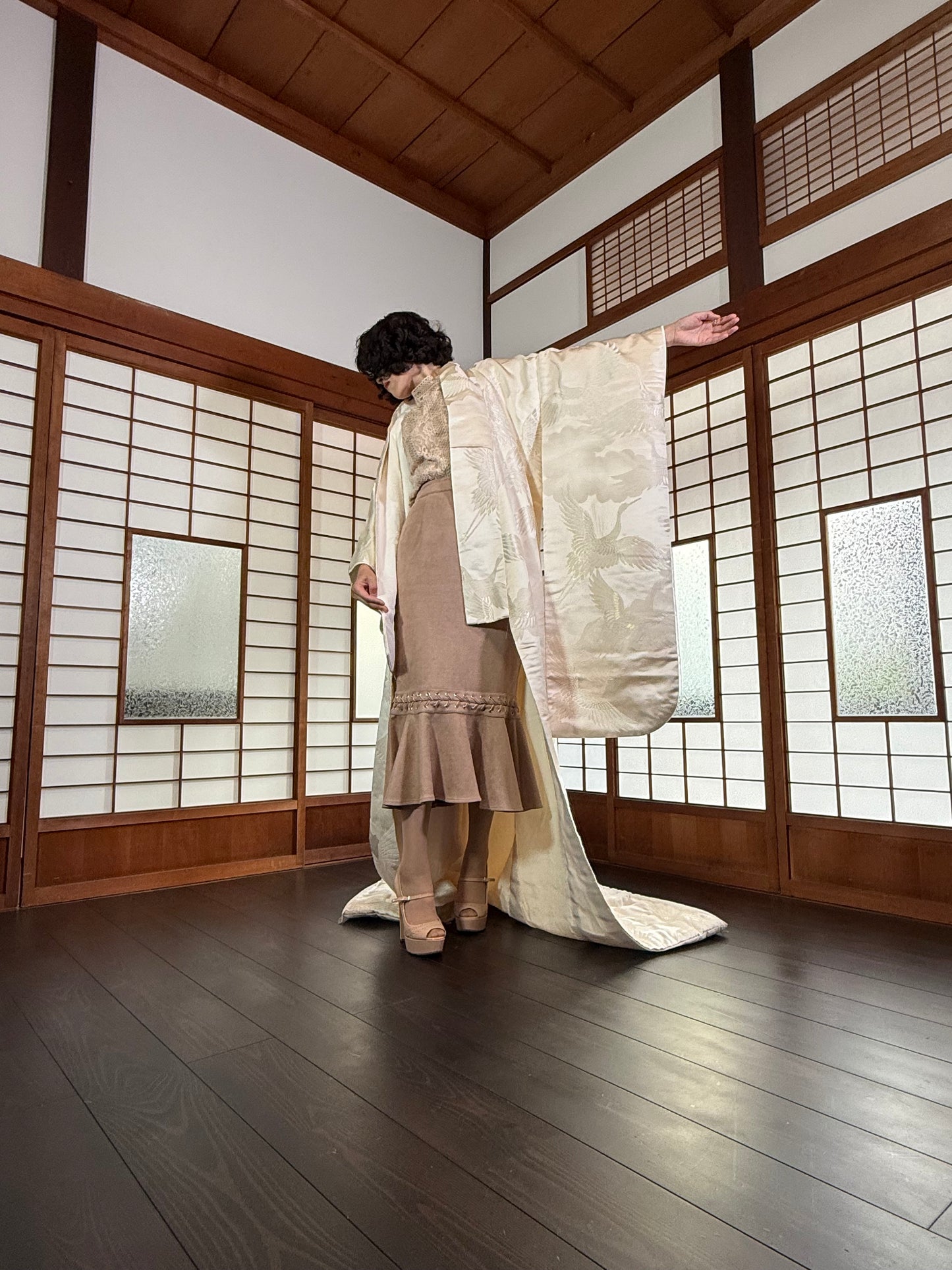 VINTAGE SHIROMUKU "tsuru 002 with glitter"