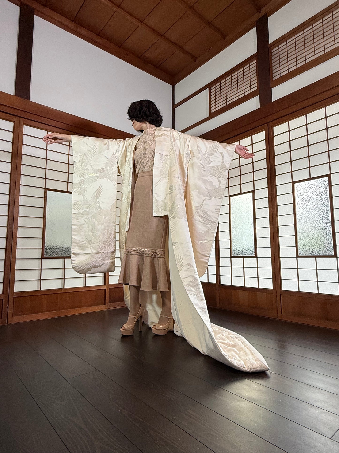 VINTAGE SHIROMUKU "tsuru 002 with glitter"