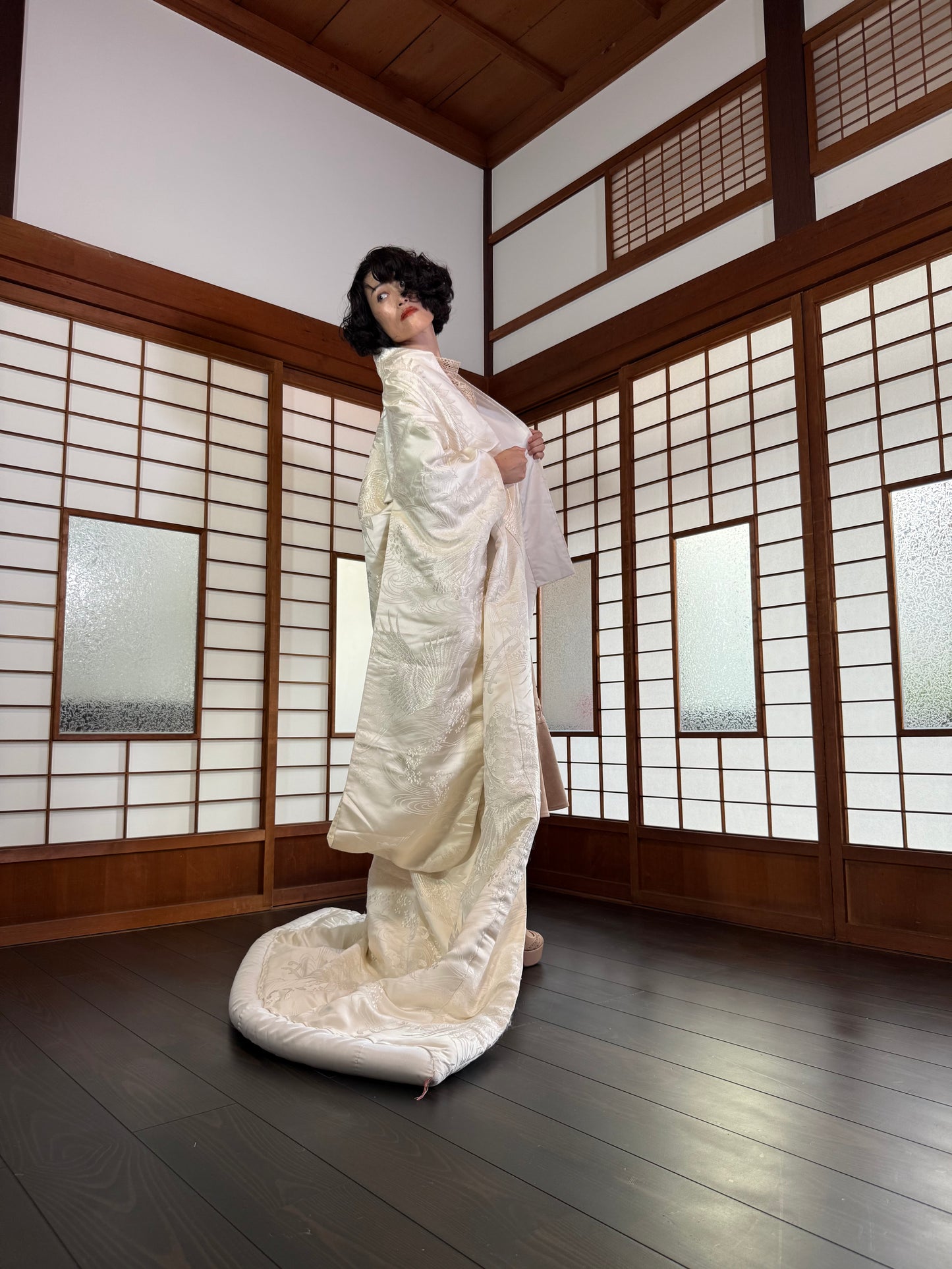 VINTAGE SHIROMUKU "tsuru 003 botan"