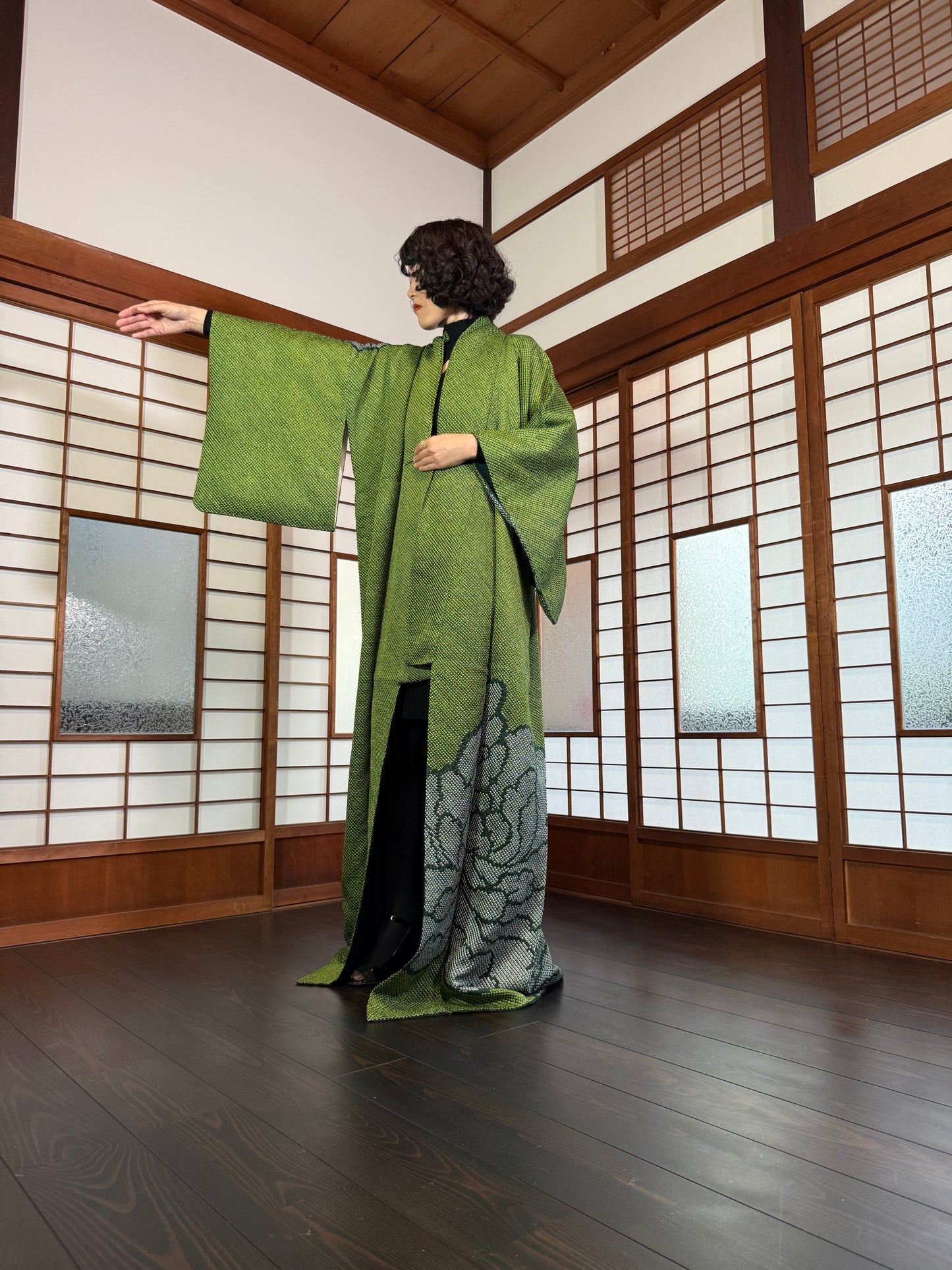 Redefining the Vintage Tomesode Collection "shibori, green"