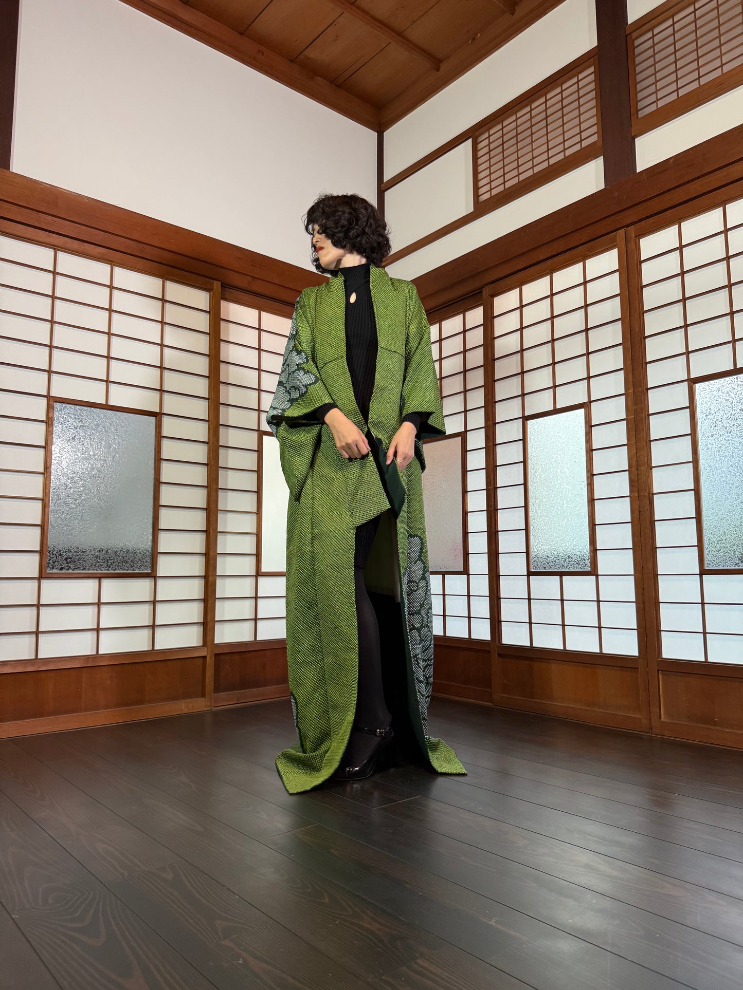 Redefining the Vintage Tomesode Collection "shibori, green"