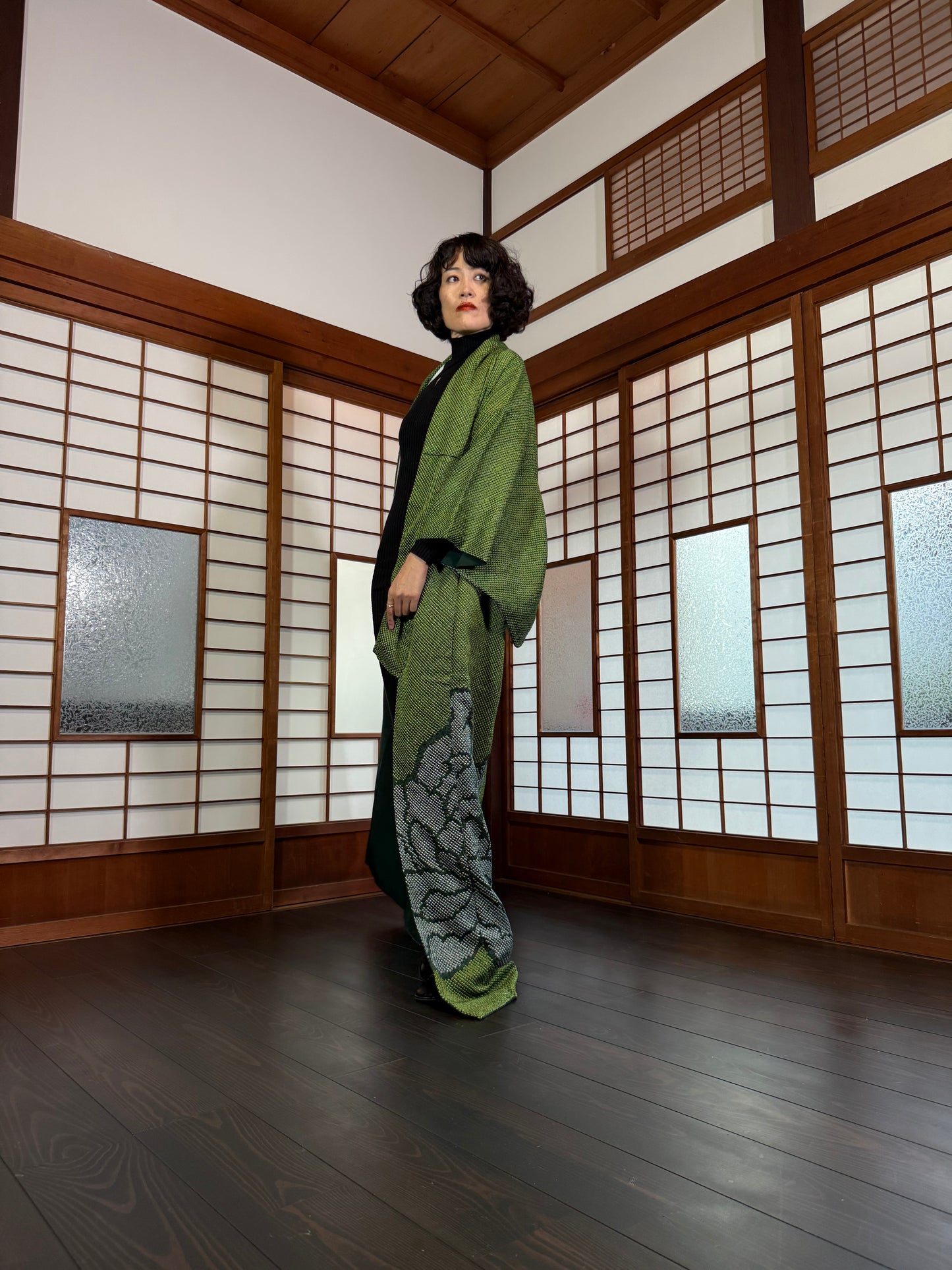 Redefining the Vintage Tomesode Collection "shibori, green"
