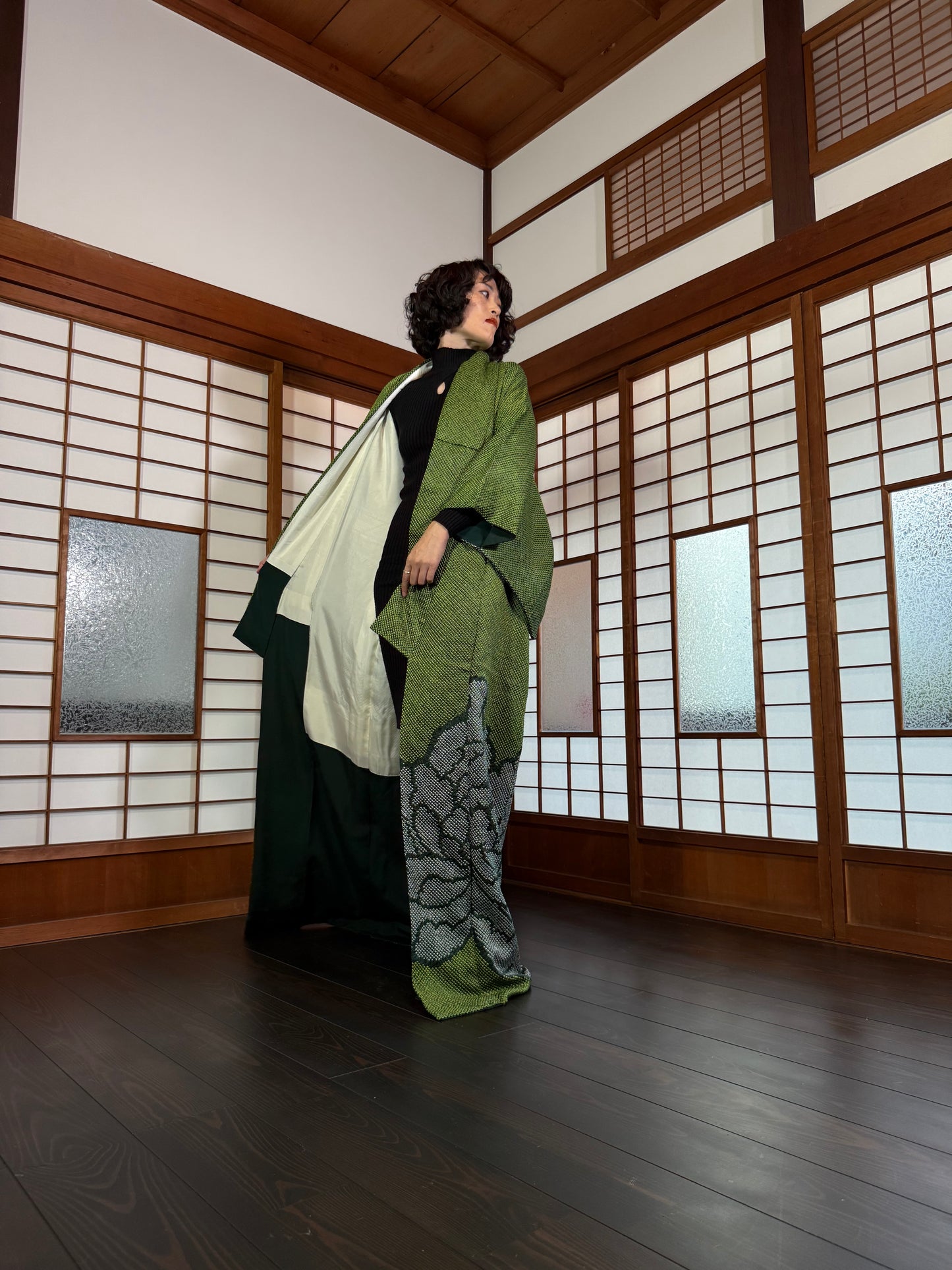 Redefining the Vintage Tomesode Collection "shibori, green"